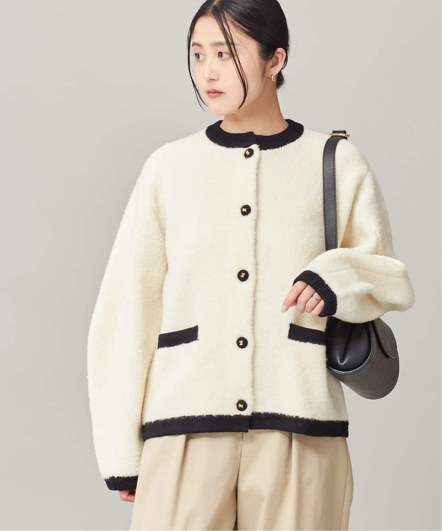 SP》【金子綾さん着用】バイカラーボアカーディガン（カーディガン