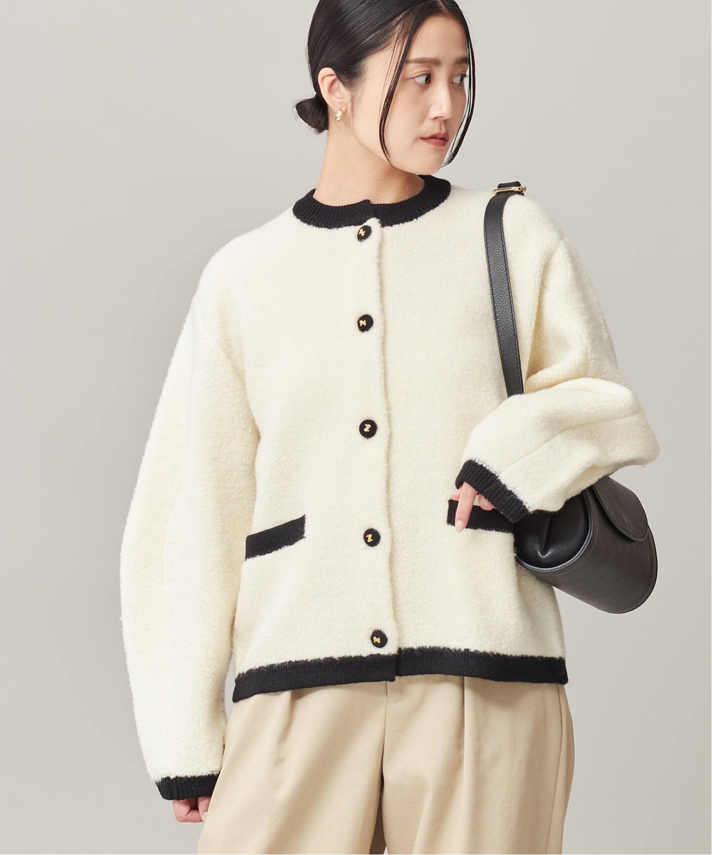 SP》【金子綾さん着用】バイカラーボアカーディガン（カーディガン