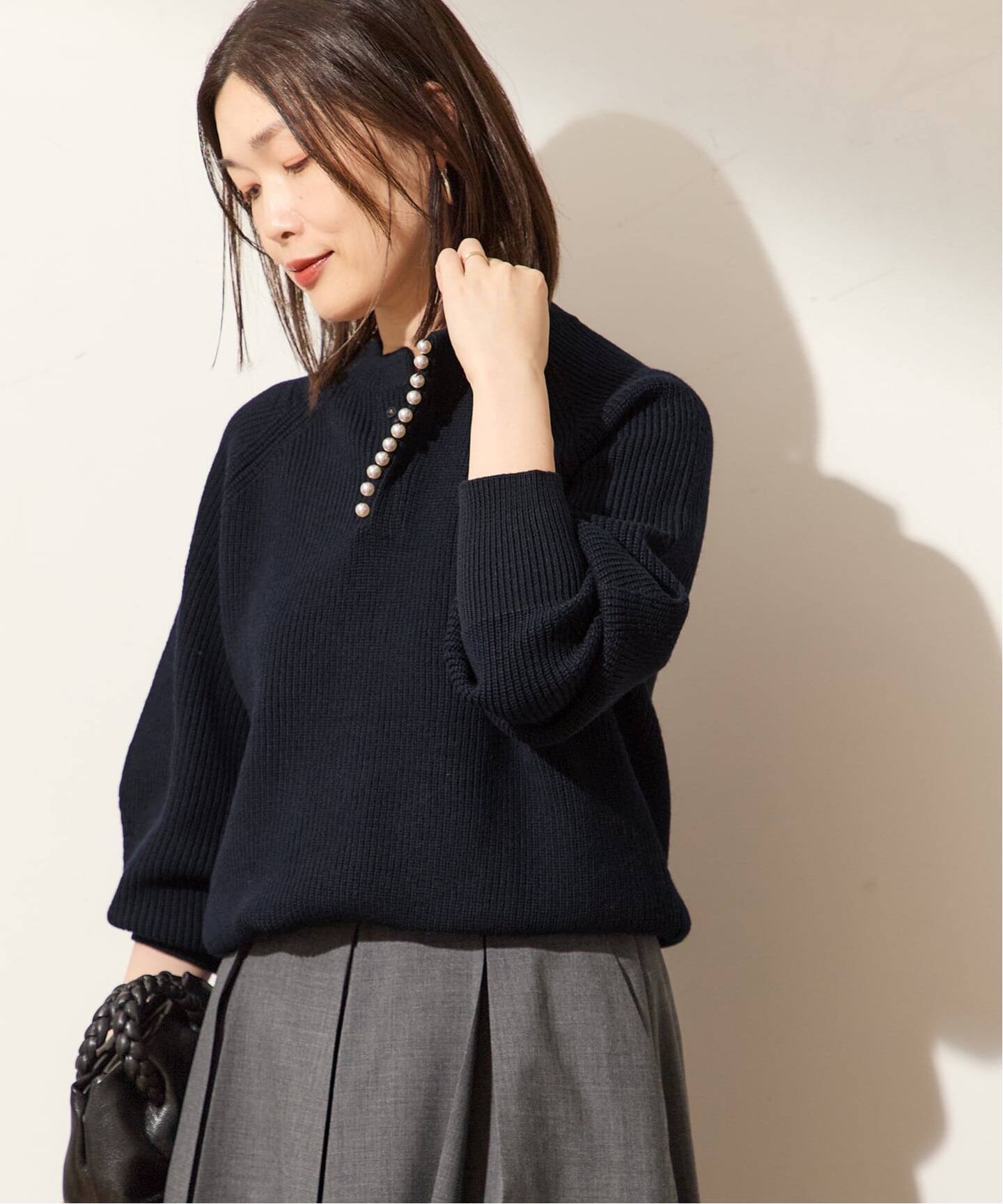 JOURNAL STANDARD L'ESSAGE パールつき畦プルオーバー JOURNAL STANDARD L'ESSAGE パールつき畦プルオーバー トップス