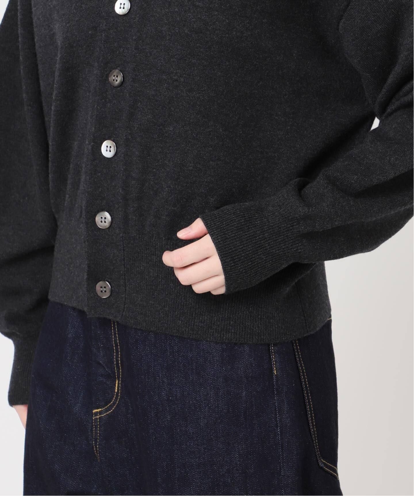 【2023AW】L'ESSAGE オーナメントボタン 畦カーディガン ニット 黒 journal standard L'essage（ジャーナルスタンダードレサージュ）の