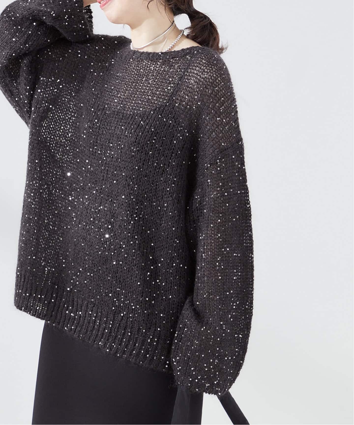 追加》モヘヤMIXスパンコールプルオーバー（ニット／セーター