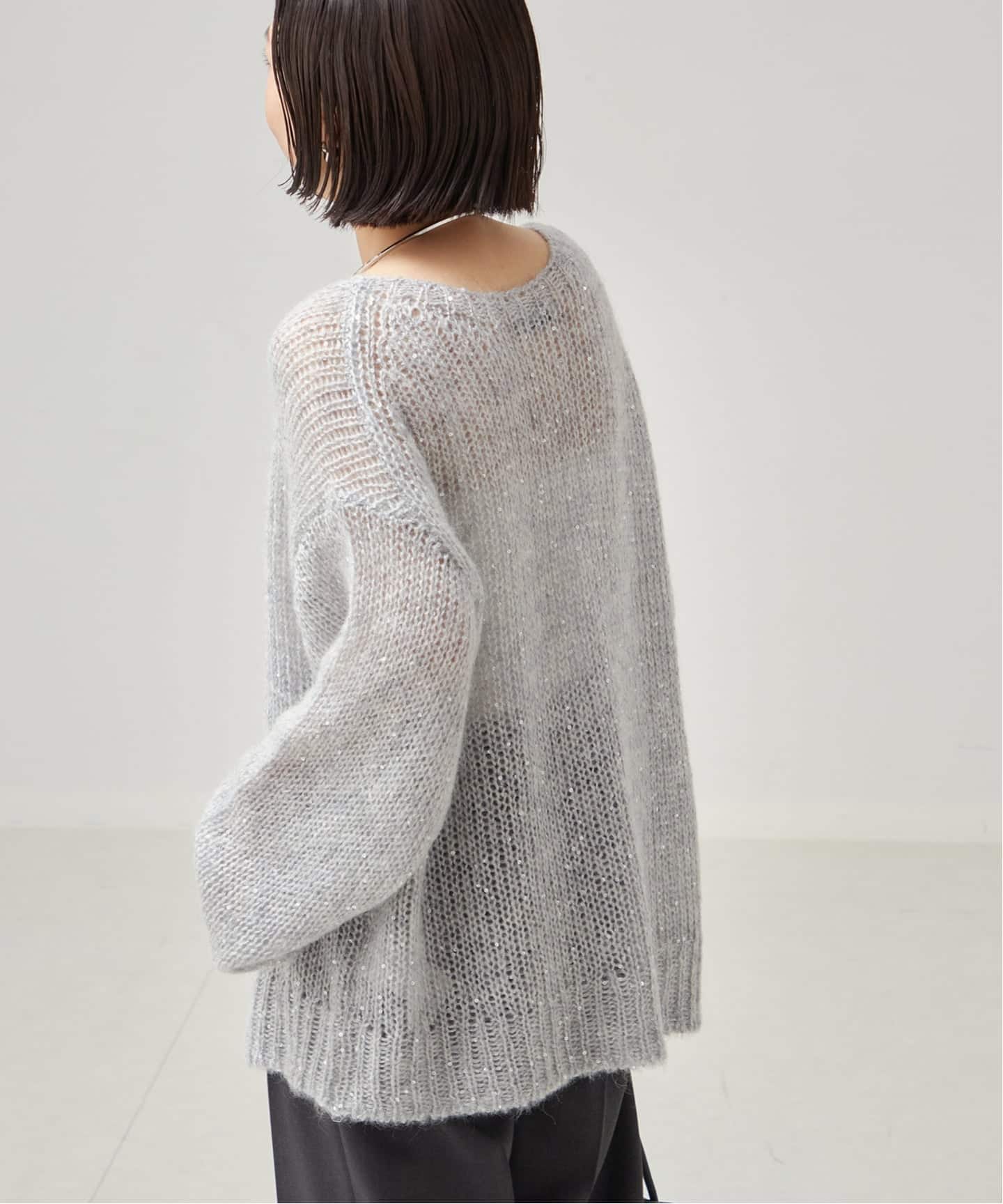 【2024AW】L'ESSAGE モヘヤMIXスパンコールプルオーバー ニット 追加》モヘヤMIXスパンコールプルオーバー（ニット／セーター