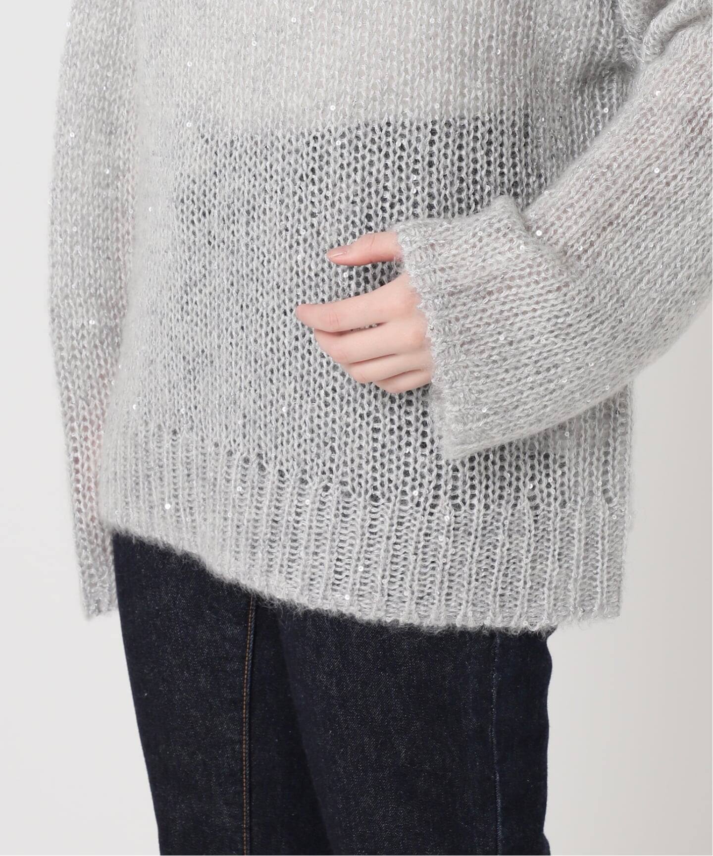 追加》モヘヤMIXスパンコールプルオーバー（ニット／セーター