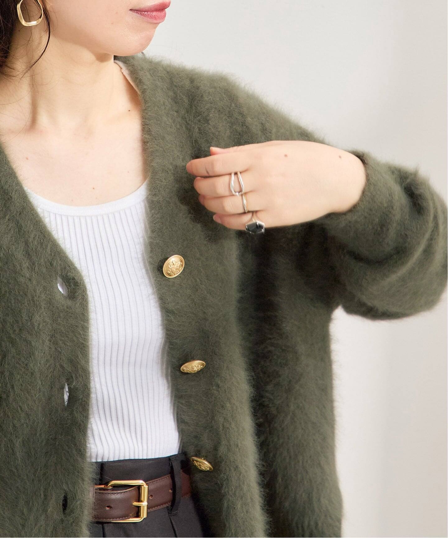 美品 L'ESSAGE FOX CASHMERE ニットカーディガン 金ボタン ジャーナルスタンダード レサージュ JOURNAL STANDARD L'ESSAGE