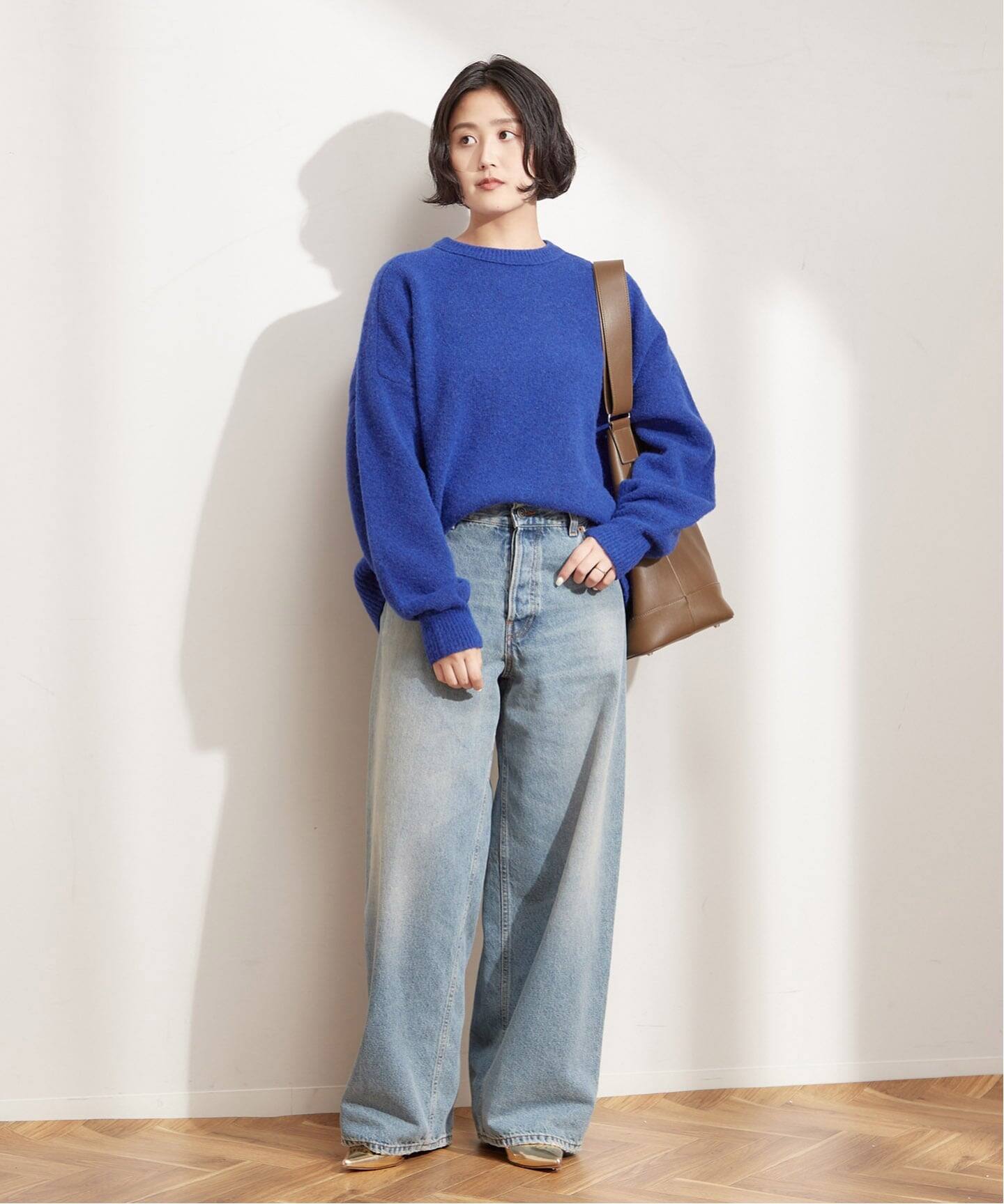 メゾンエシェル　スタンダードクルーネックニット　ブルー メゾンエシェル スタンダードクルーネックニット セージブルー - メルカリ