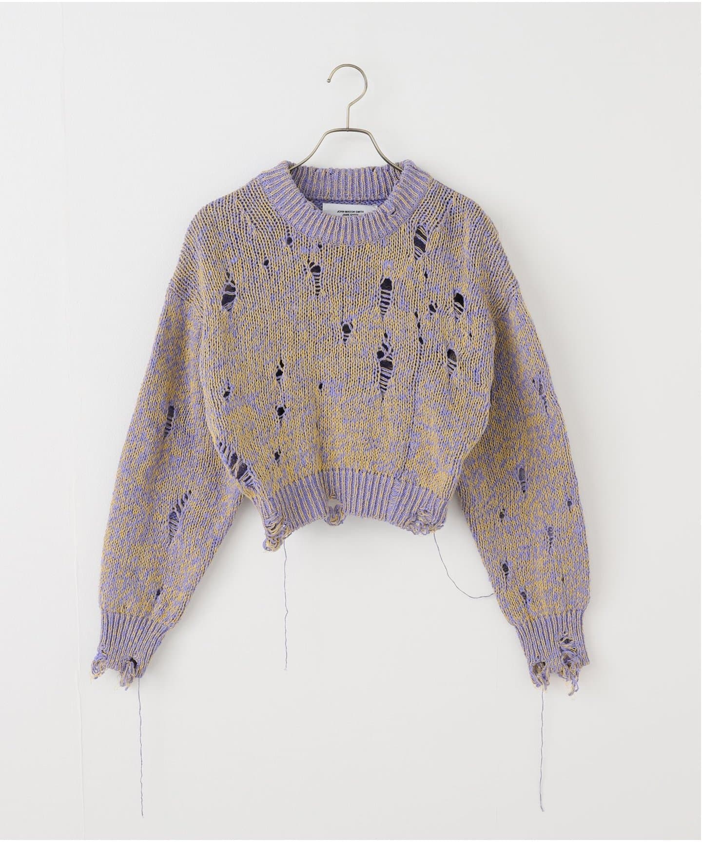 JANE SMITH/ジェーンスミス】DAMAGE COTTON KNIT CREW NECK