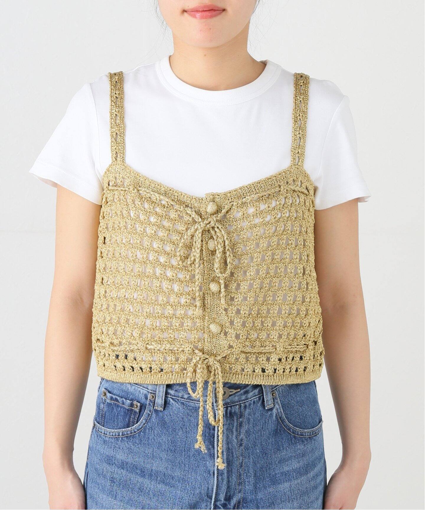 JANE SMITH/ジェーンスミス】5G MESH GLITTER CAMISOLE：ニット 