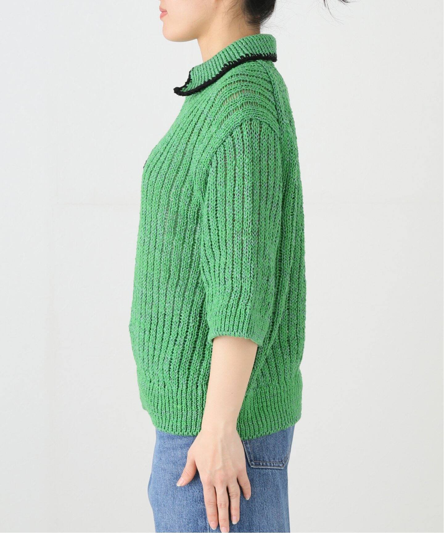 JANE SMITH/ジェーンスミス】3G KNIT HALF ZIP POLO SHIRT S：ニット 