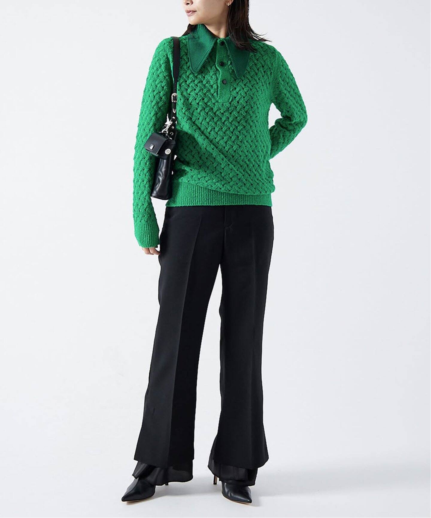 TOGA PULLA/トーガプルラ】Lace knit polo shirt：ニット（ニット 