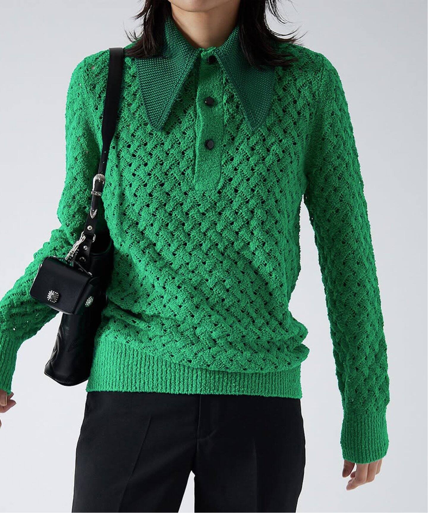 TOGA PULLA/トーガプルラ】Lace knit polo shirt：ニット（ニット 