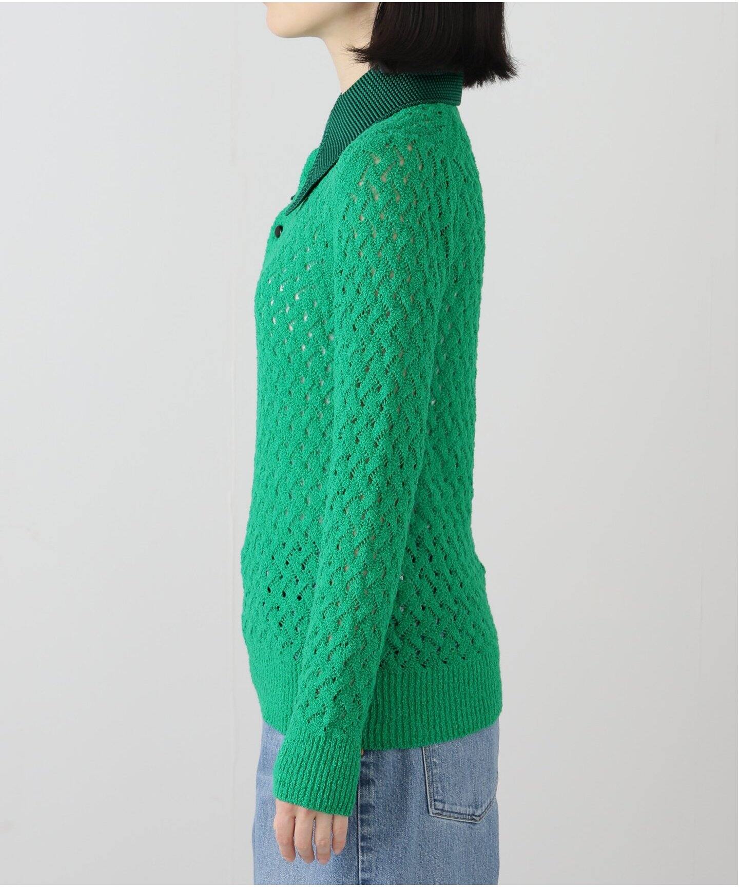 TOGA PULLA/トーガプルラ】Lace knit polo shirt：ニット（ニット 