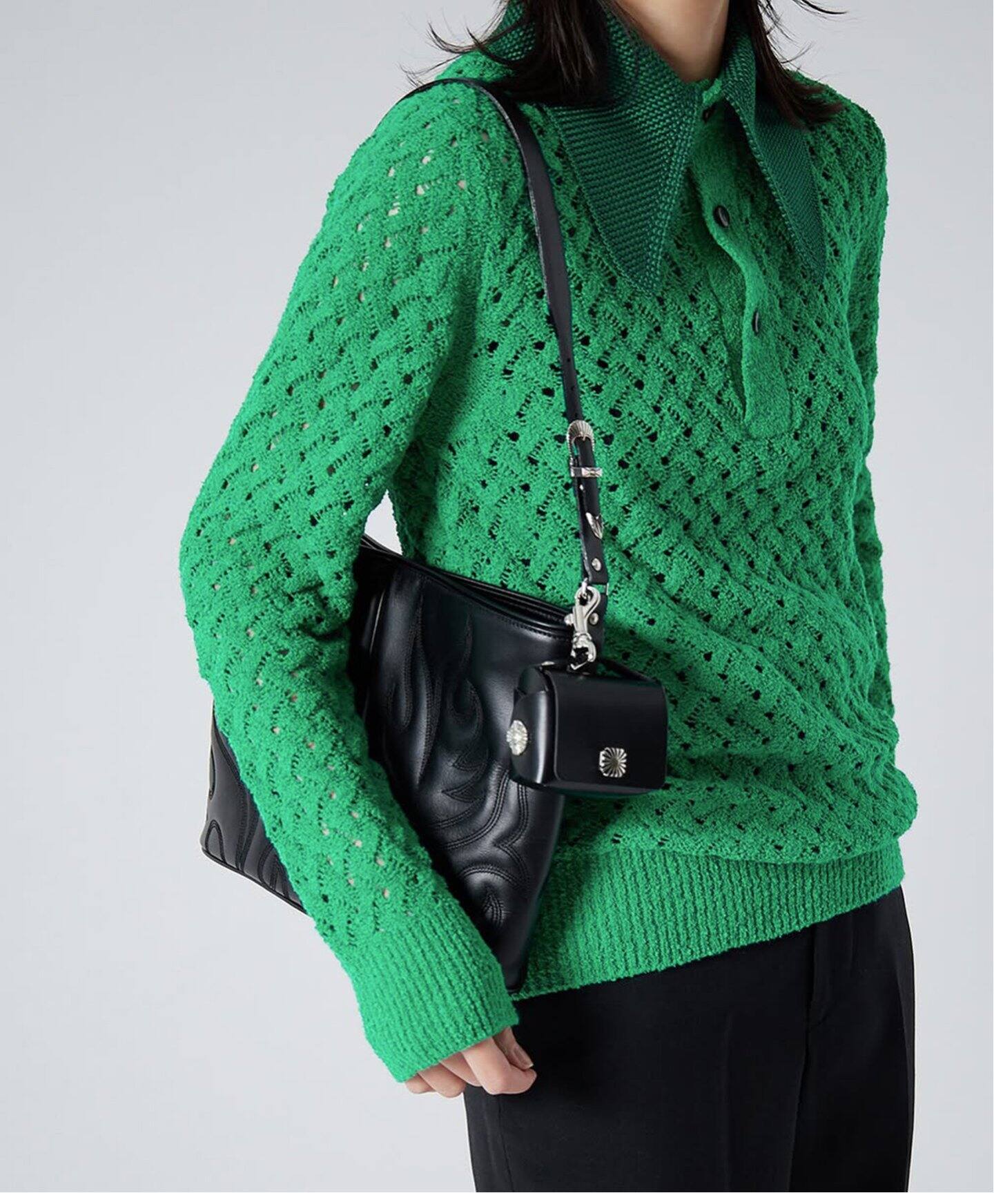 TOGA PULLA/トーガプルラ】Lace knit polo shirt：ニット（ニット 
