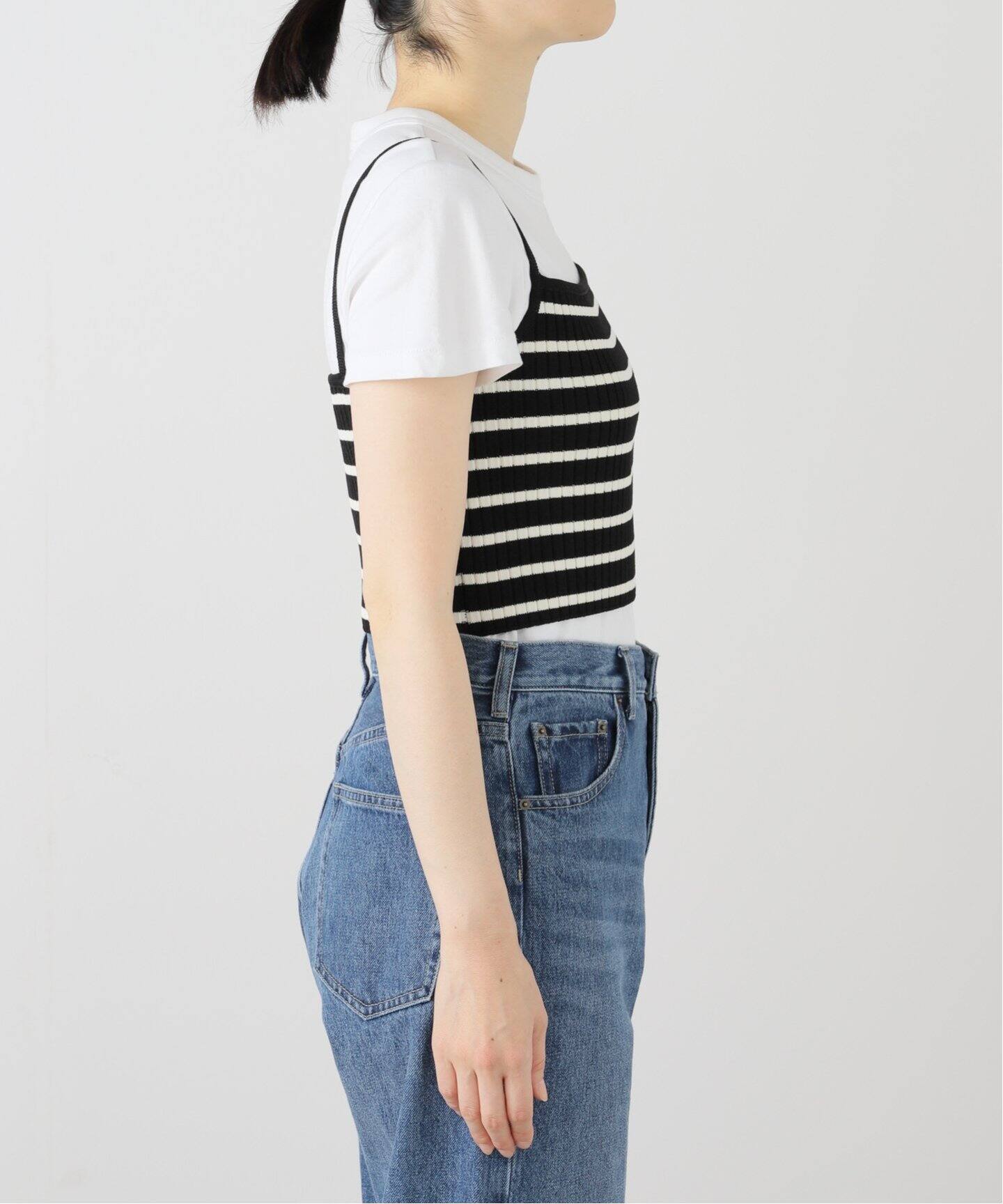 GABRIEL LEE】STRIPE RIBBED KNIT CAMISOLE：キャミソール