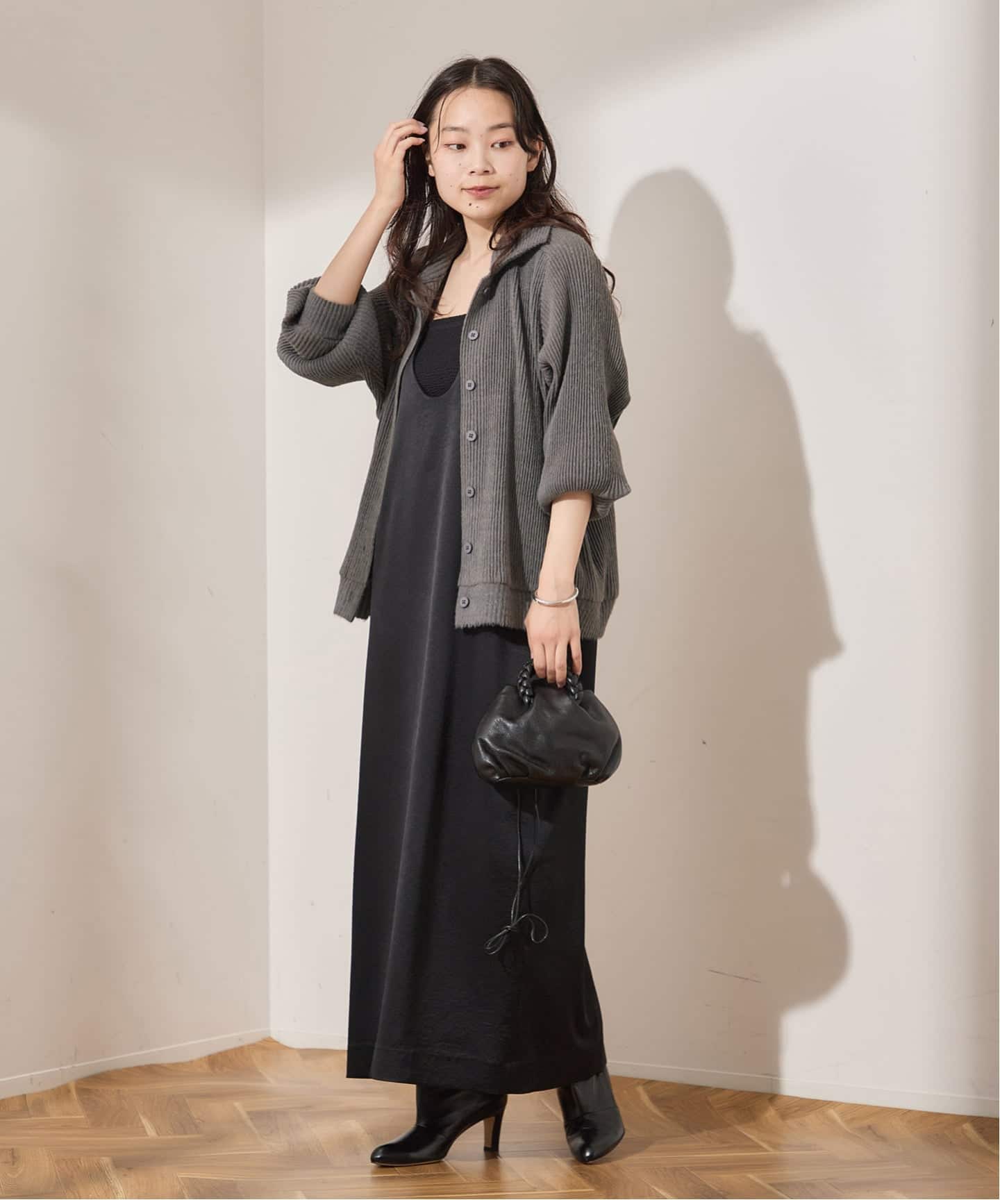 Gongdid Design】Knit pleated cardigan：カーディガン（カーディガン