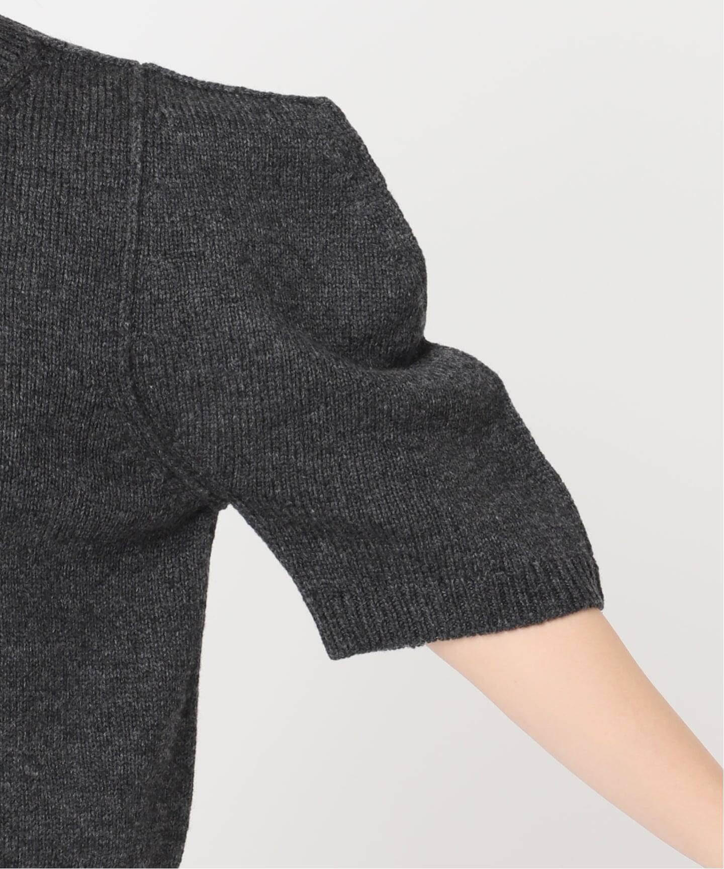 JANE SMITH】7G BIG SHOULDER CREW CARDIGAN：カーディガン