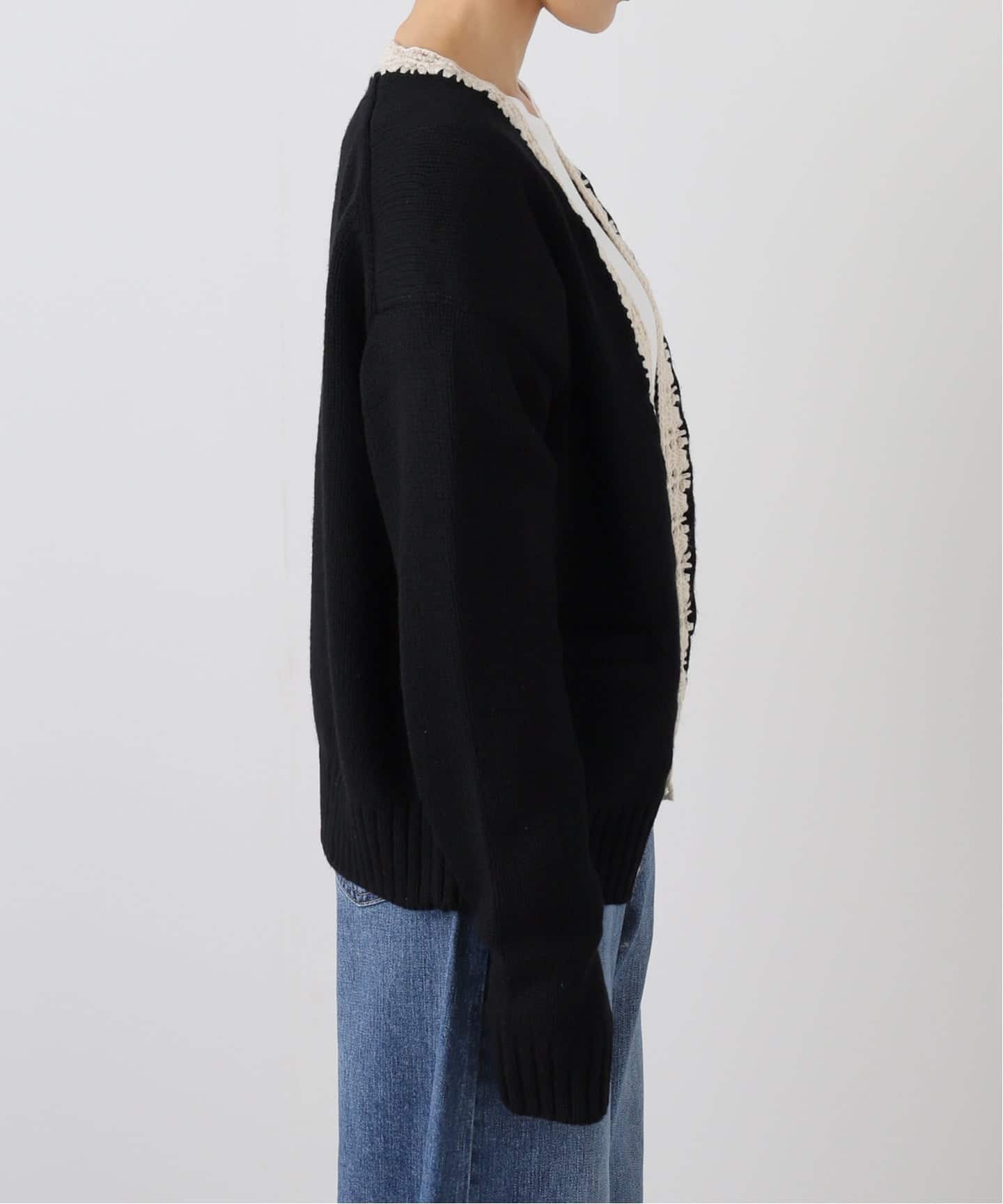 JANE SMITH】5G PLAIN STITCH AND CROCHET C：カーディガン