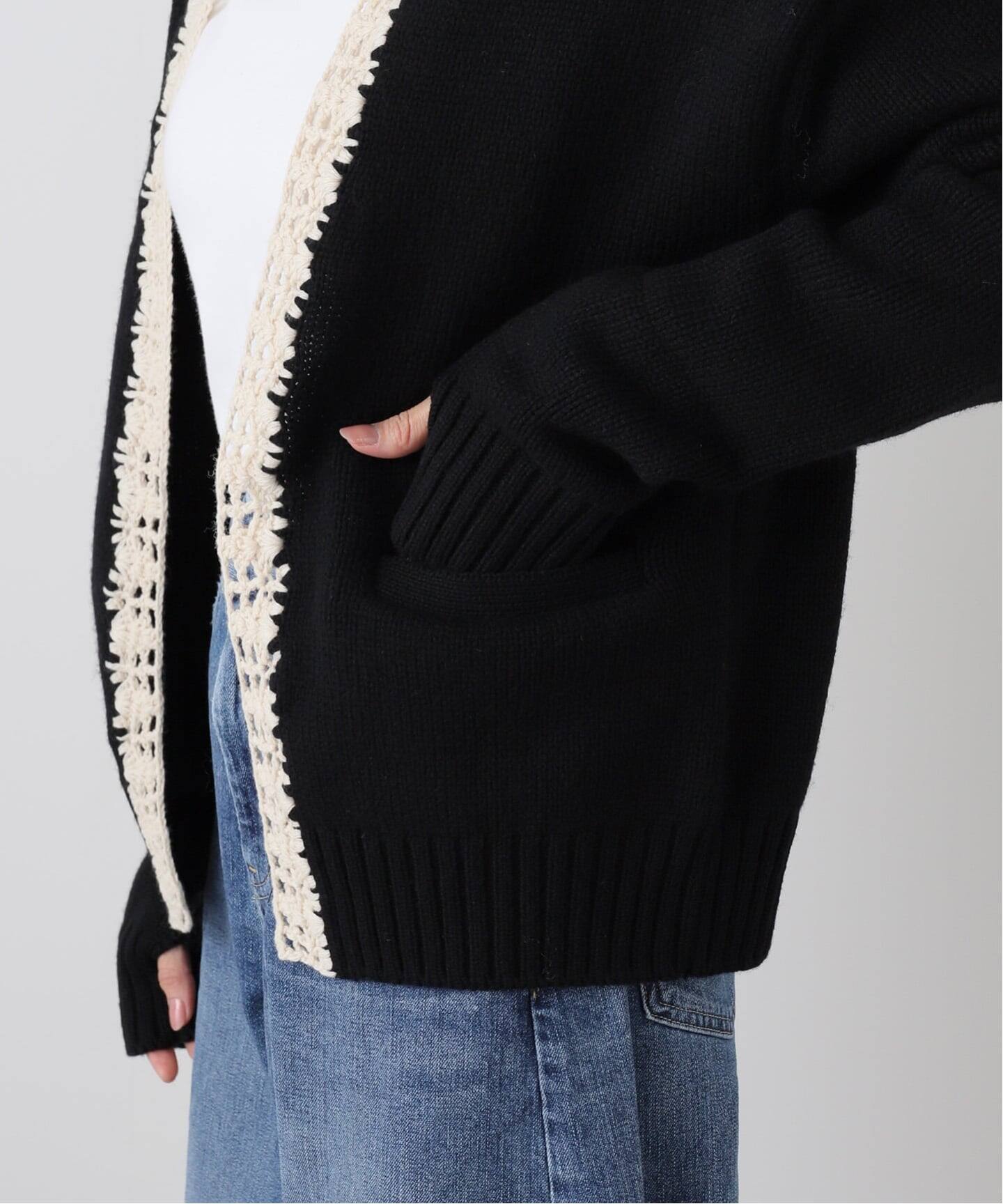 JANE SMITH】5G PLAIN STITCH AND CROCHET C：カーディガン