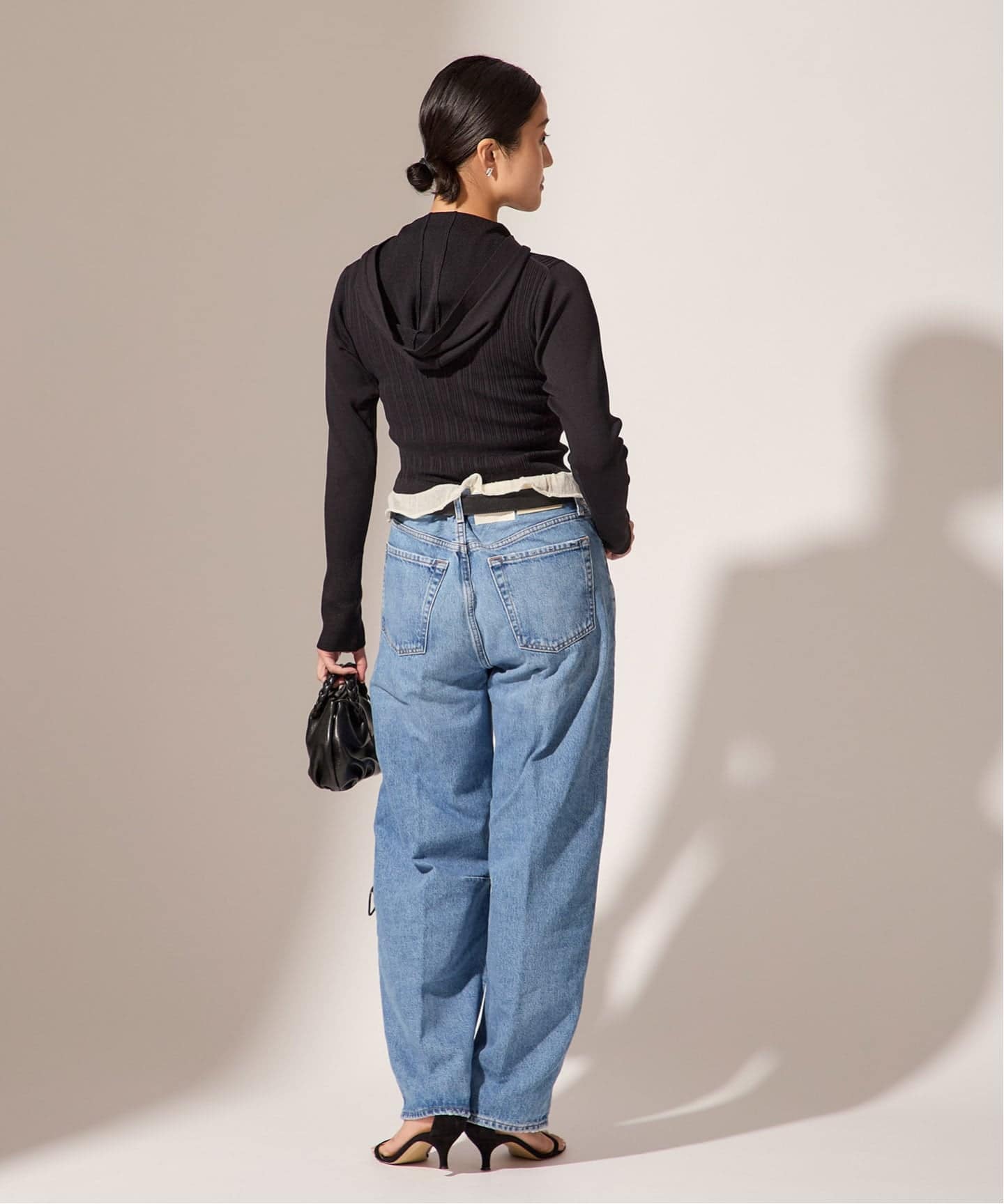 JANE SMITH】16G RIB HOOD CARDIGAN：ニットカーディガン