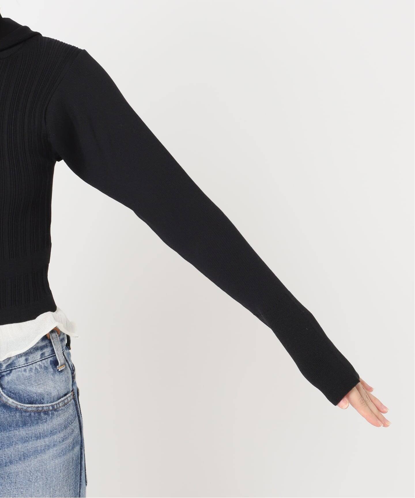 JANE SMITH】16G RIB HOOD CARDIGAN：ニットカーディガン