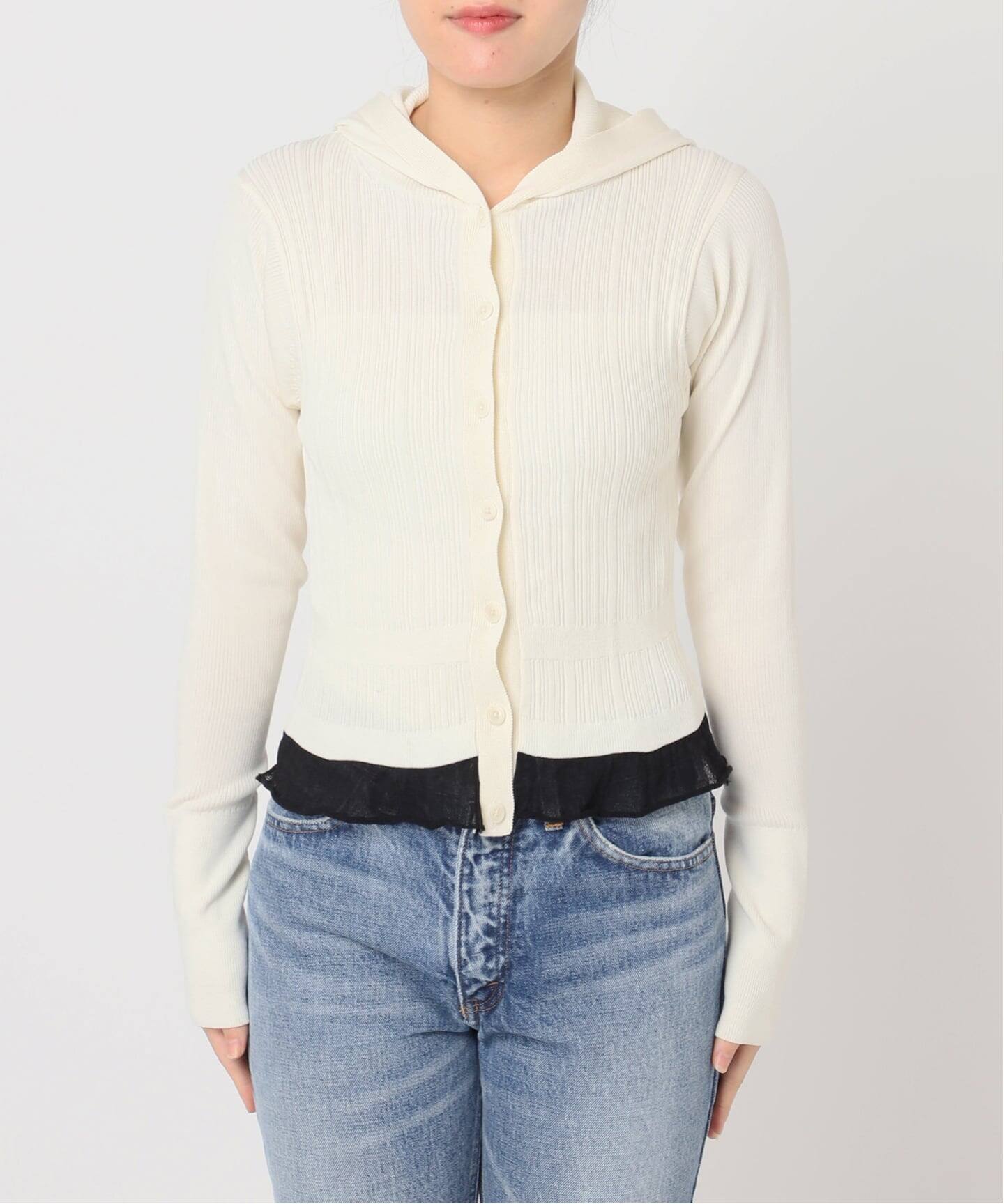 予約》【JANE SMITH】16G RIB HOOD CARDIGAN：ニット