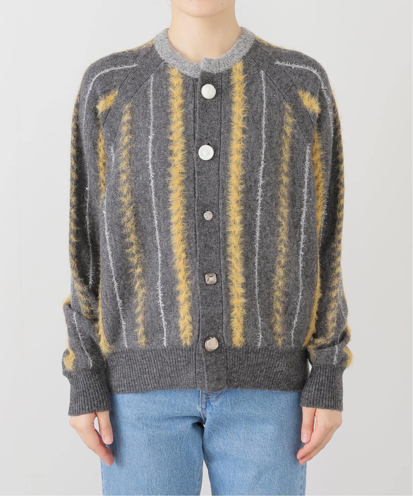 TOGA PULLA/トーガプルラ】Stripe knit cardigan：カーディガン