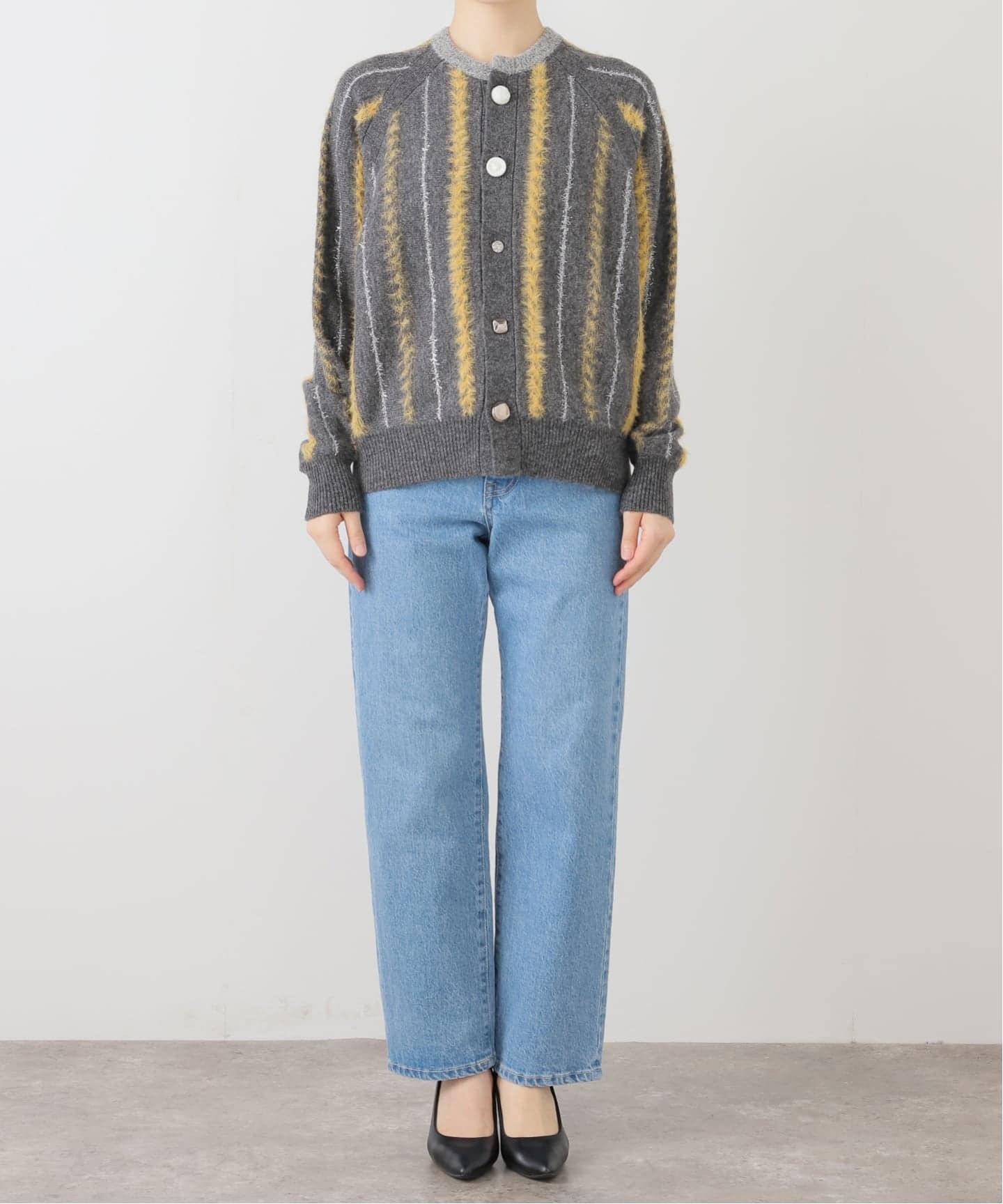 TOGA PULLA/トーガプルラ】Stripe knit cardigan：カーディガン