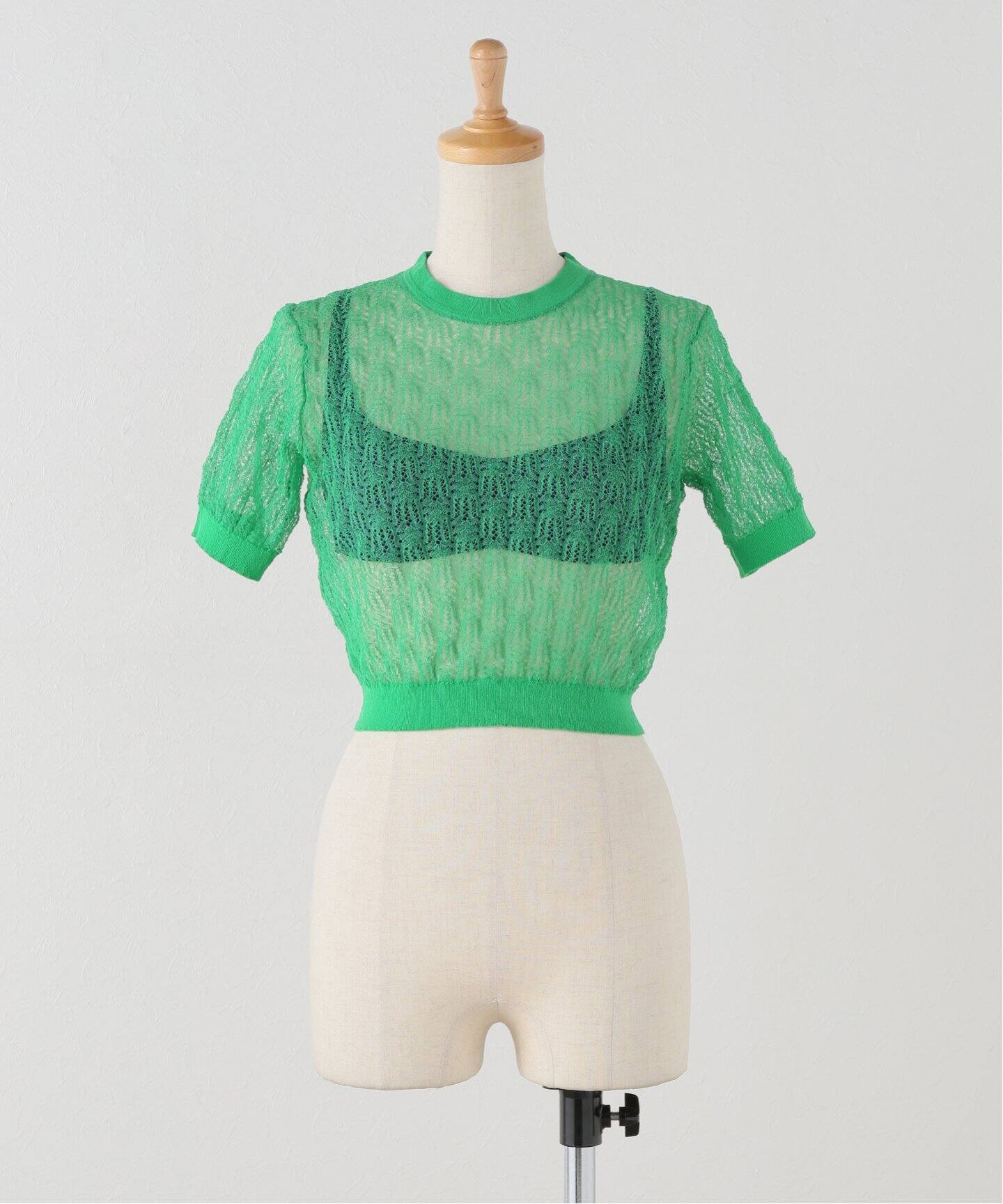 NICENICE MOMENT/ナイスナイスモーメント】LACE KNIT TOP：インナー 