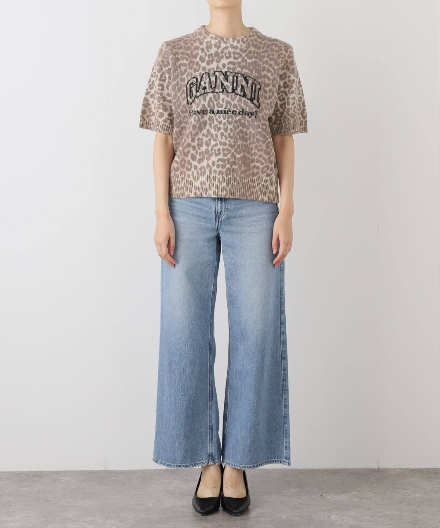 GANNI/ガニー】Graphic Wool Mix Printed Leopard T:ニット(ニット GANNI/ガニー】Graphic Wool Mix Printed Leopard T:ニット(ニット