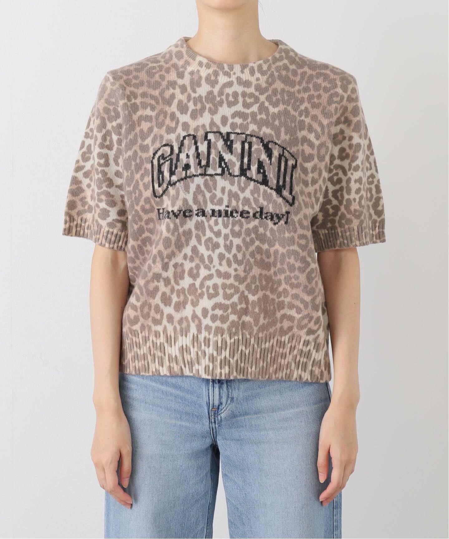 GANNI ガニー 24AW Graphic Wool Mix Knit グラフィックウールミックスニット BD.C グレー S GANNI ガニー 24AW Graphic Wool Mix Knit グラフィックウールミックス