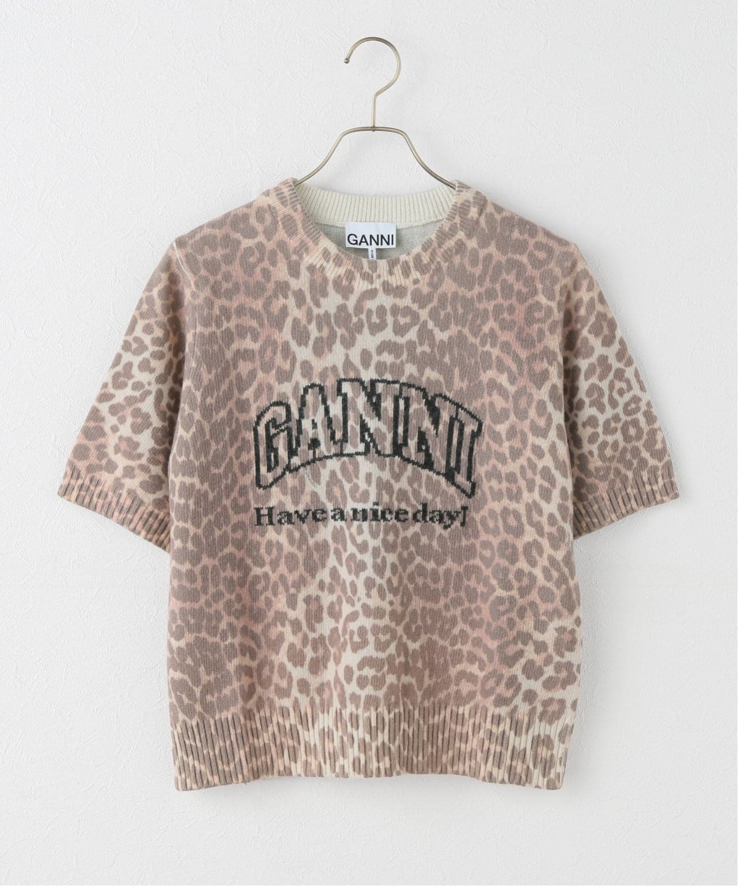 GANNI ベージュ ニットビーニー GANNI Light Structured Rib Knit Beanie（ニットキャップ