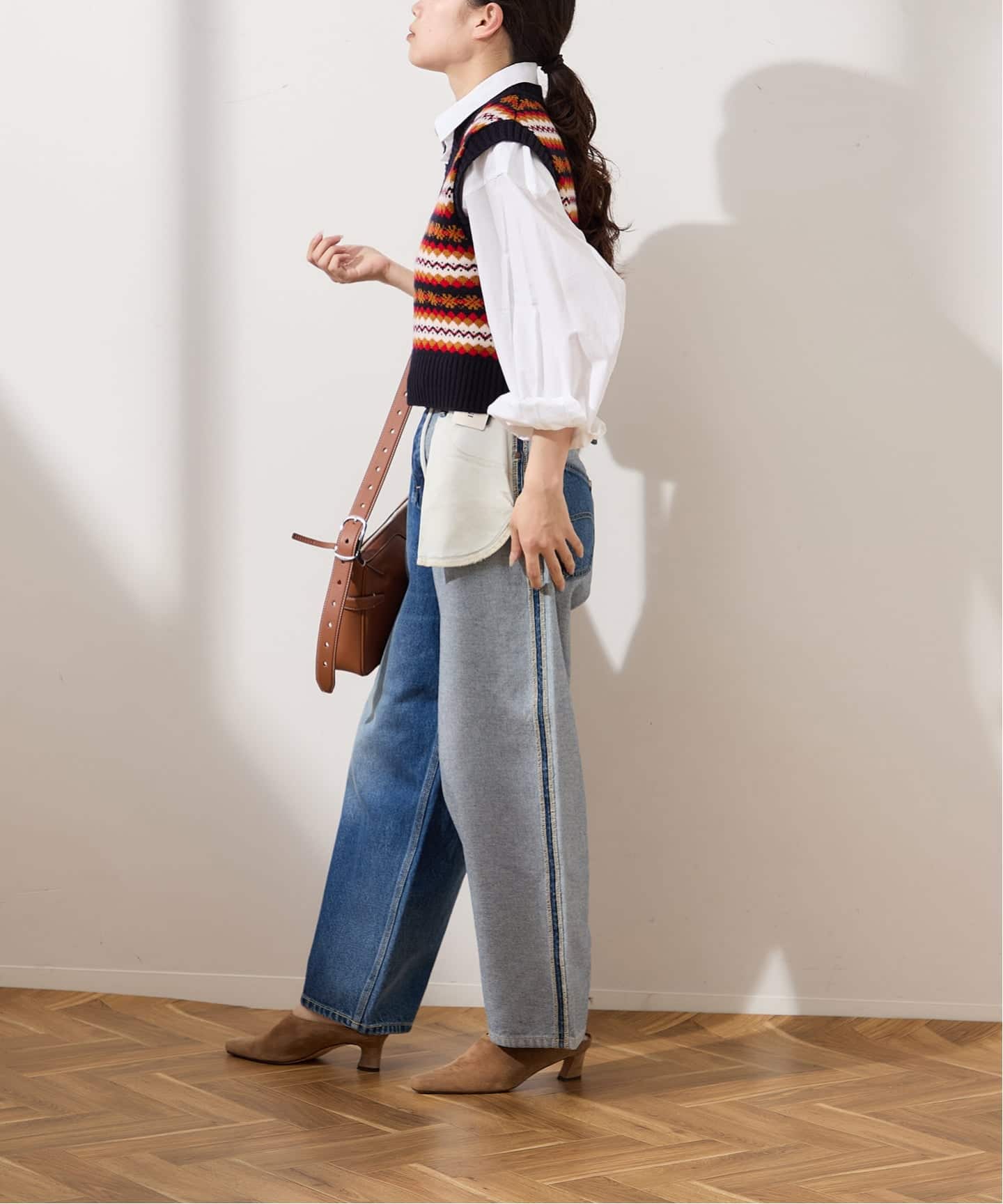 INSCRIRE アンスクリア　ニットベスト　ニット INSCRIRE /アンスクリア】Fairisle Tight Fit V Neck Vest：ベスト