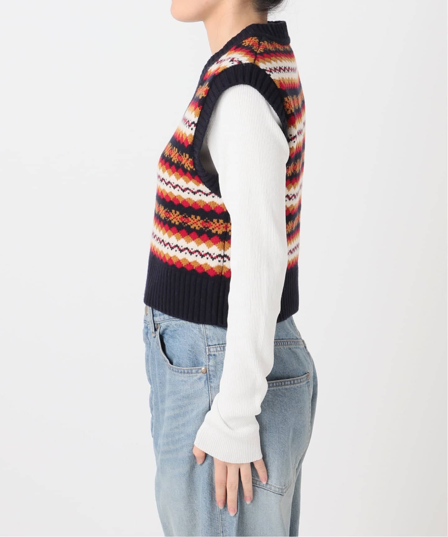 りんです　INSCRIRE  アンスクリア　INSCRIRE ニットベスト INSCRIRE /アンスクリア】Fairisle Tight Fit V Neck Vest：ベスト
