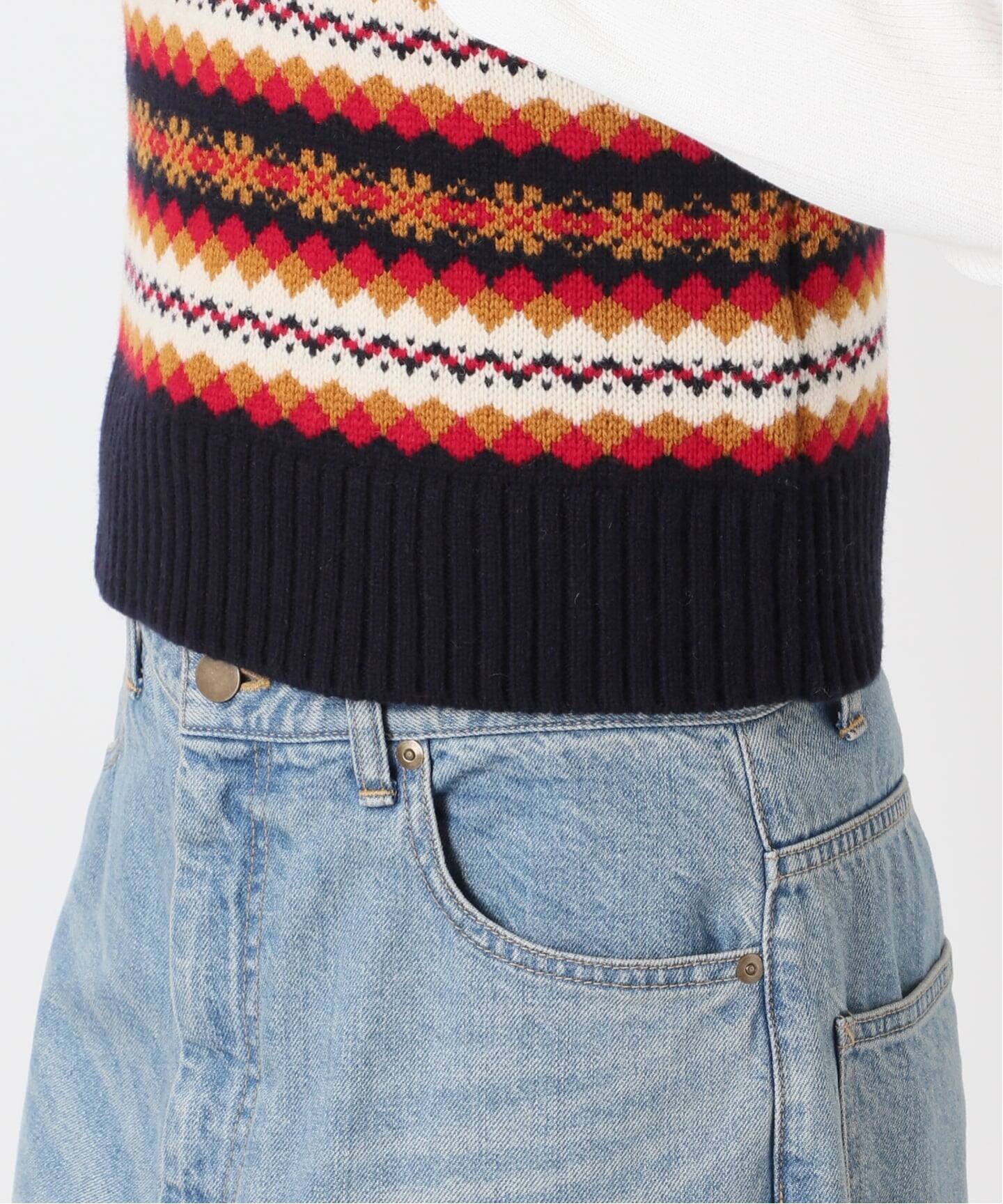 INSCRIRE アンスクリア　チルデンニットベスト INSCRIRE /アンスクリア】Fairisle Tight Fit V Neck Vest：ベスト