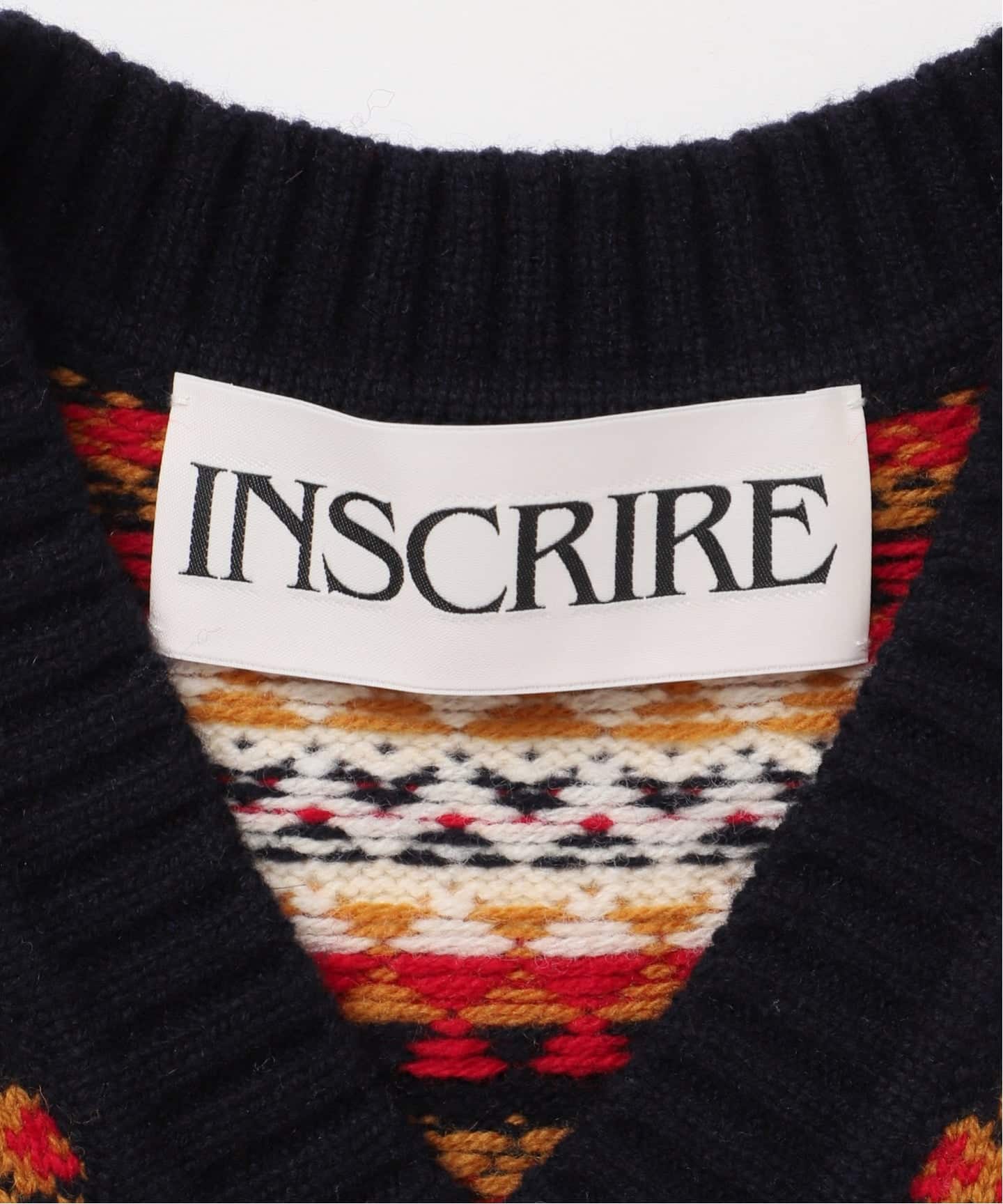 INSCRIRE /アンスクリア】Fairisle Tight Fit V Neck Vest：ベスト