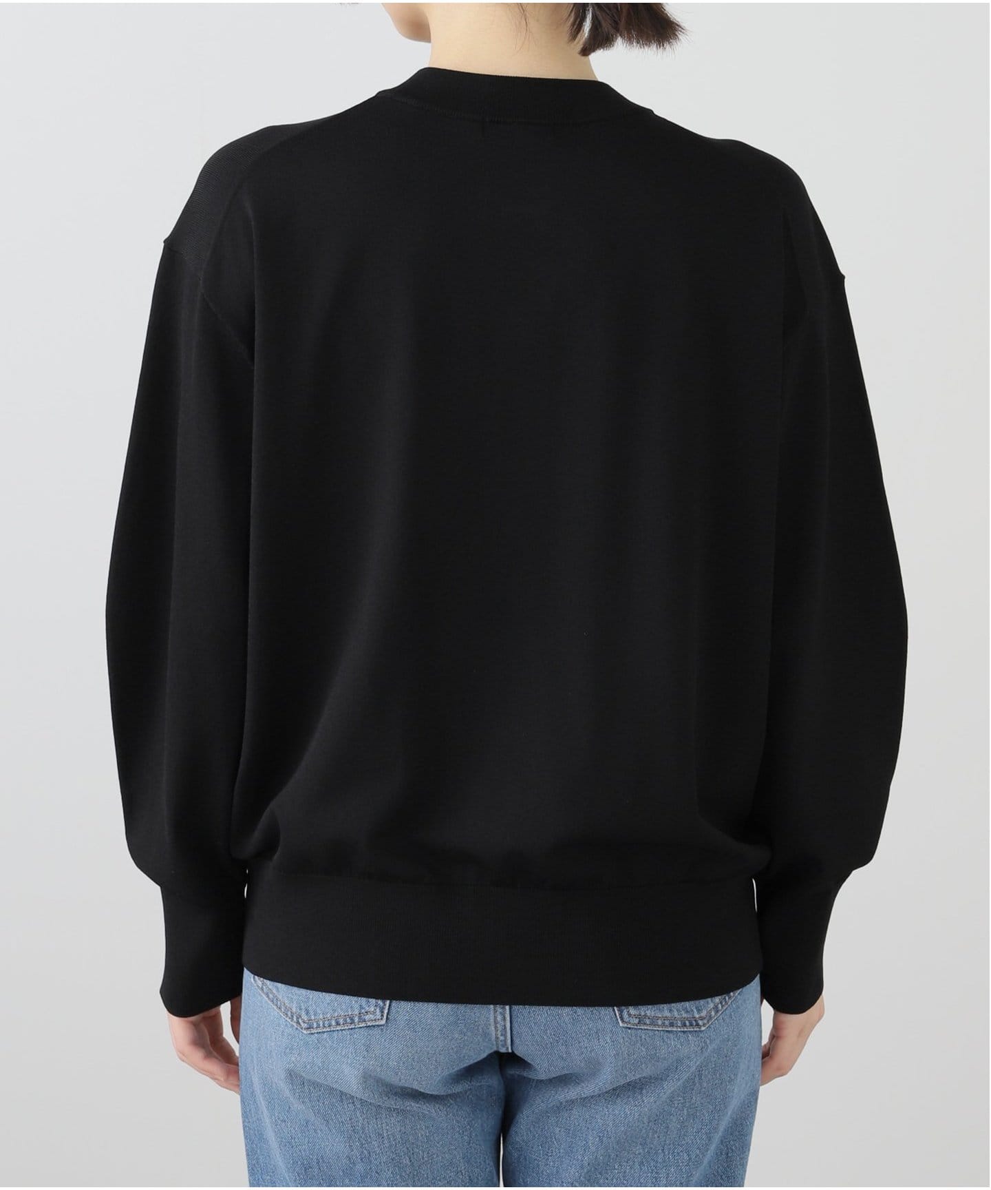 ウォッシャブクルーネックカーディガン.ブラック ウォッシャブルクルーネックカーディガン（カーディガン