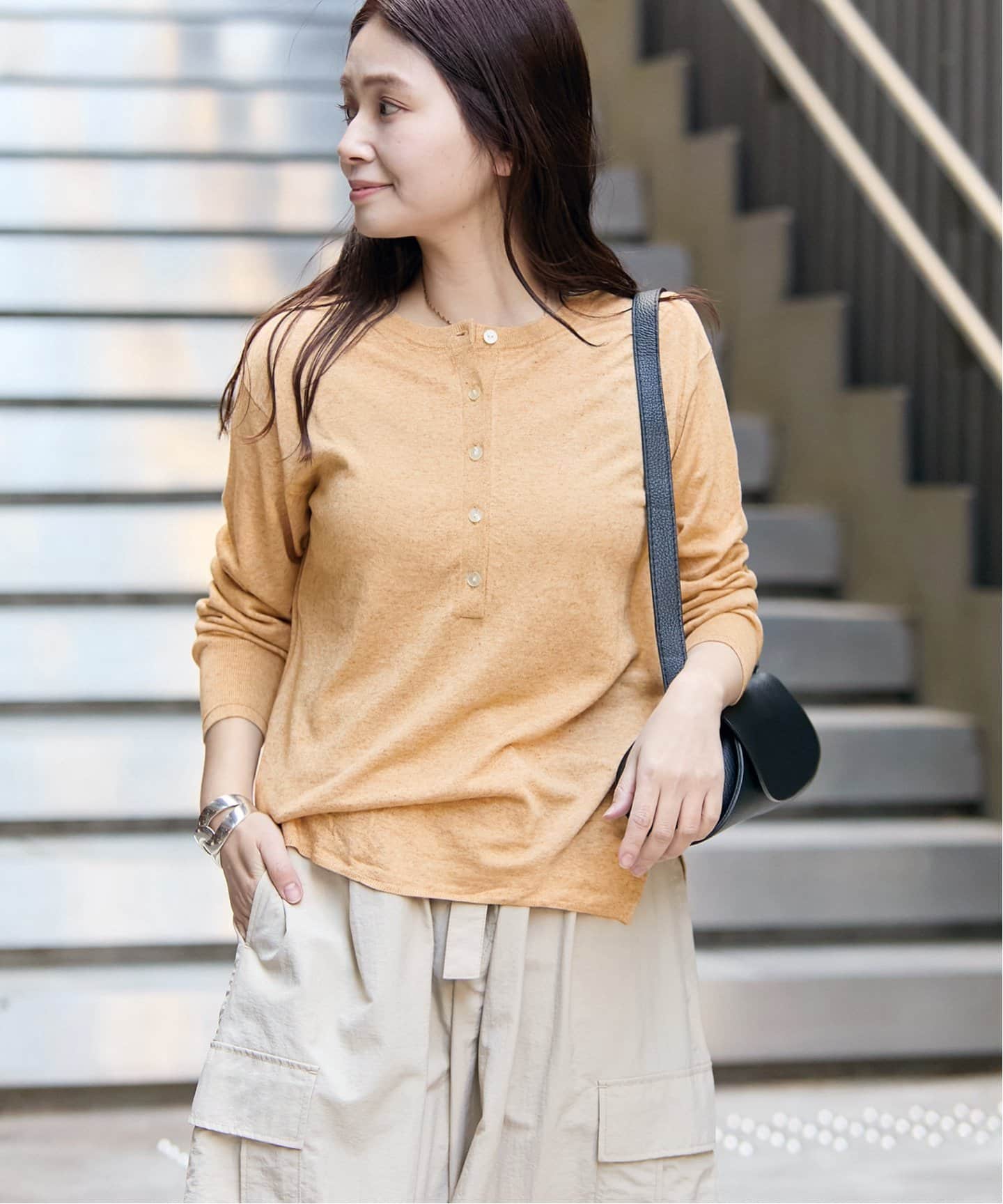 JOURNAL STANDARD (ジャーナルスタンダード) リネンレーヨンヘンリーネック ベージュ FREE リネンレーヨンヘンリーネック（ニット／セーター）｜JOURNAL STANDARD