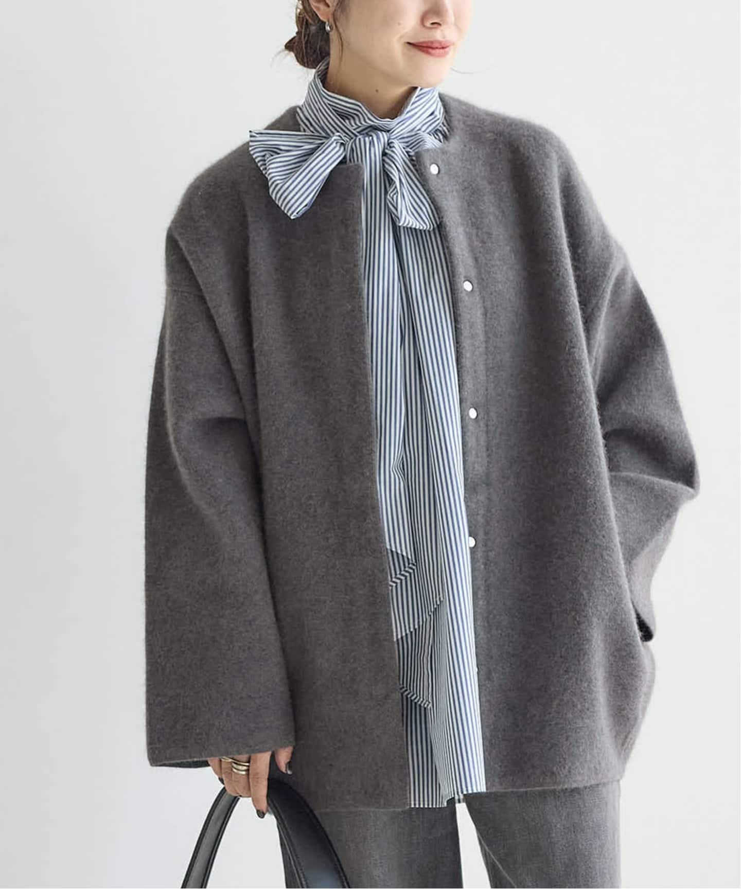 ダブルフェイスコクーンニットジャケット（カーディガン）｜JOURNAL