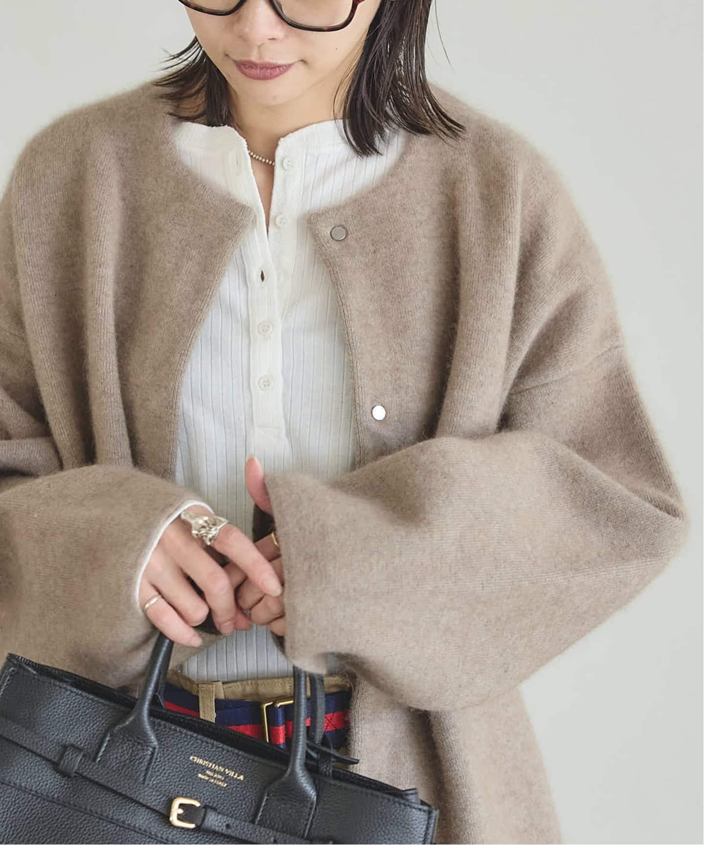 JOURNAL STANDARD ダブルフェイスコクーンカーディガン　ベージュ ジャーナルスタンダード JOURNAL STANDARD ダブルフェイス