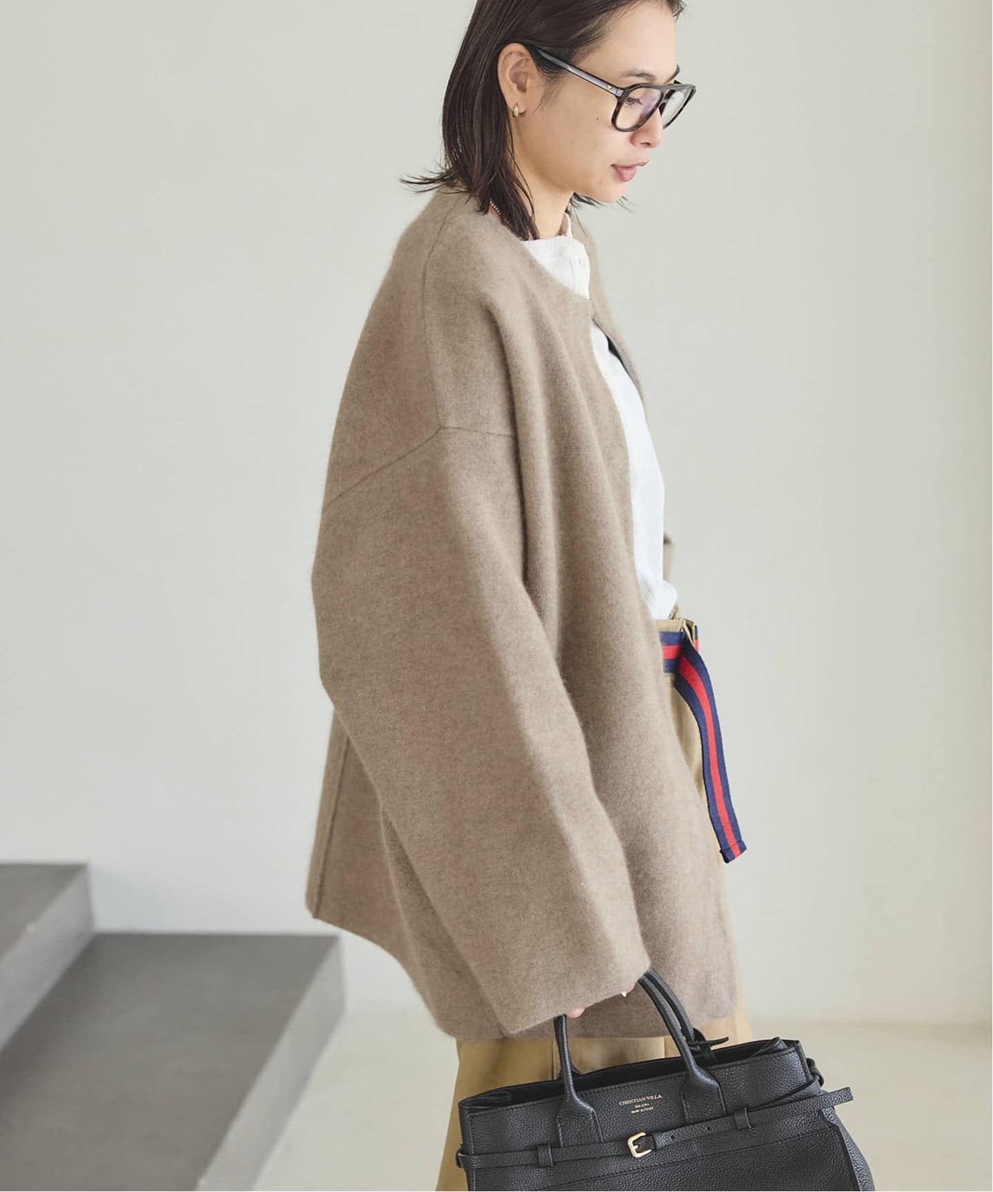 JOURNAL STANDARD ダブルフェイスコクーンカーディガン　ベージュ ジャーナルスタンダード JOURNAL STANDARD ダブルフェイス