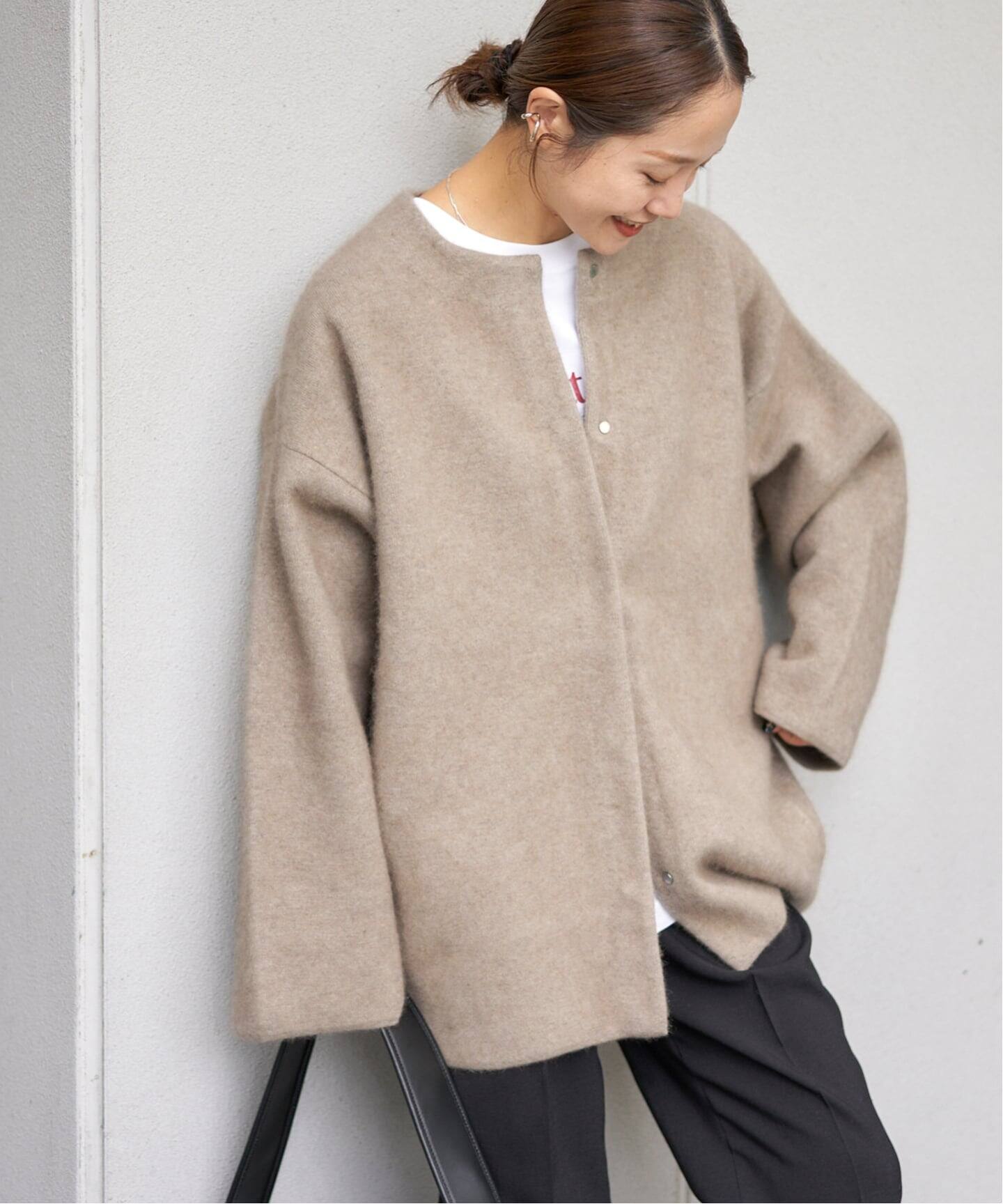 ダブルフェイスコクーンニットジャケット（カーディガン）｜JOURNAL
