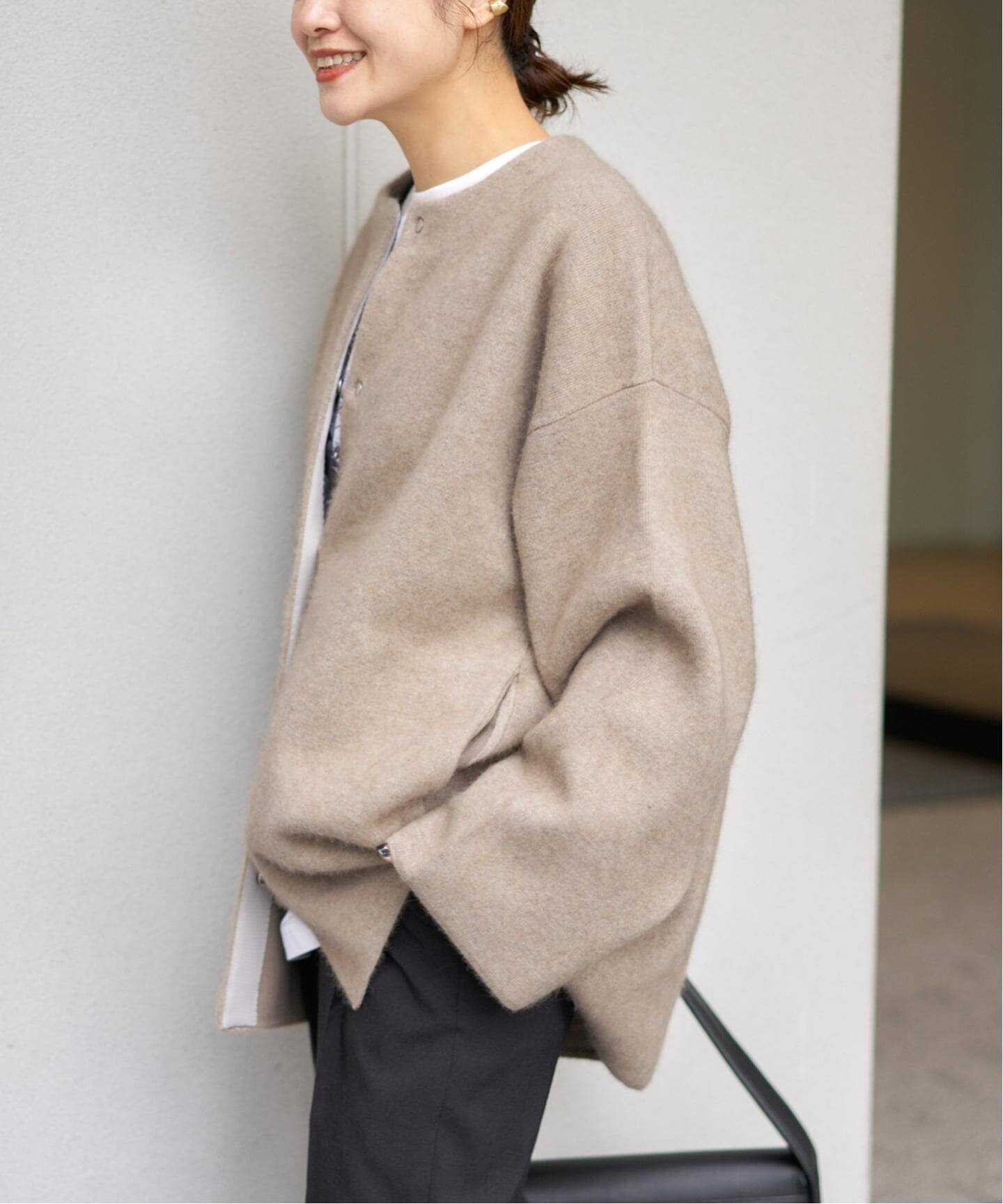 ダブルフェイスコクーンニットジャケット（カーディガン）｜JOURNAL