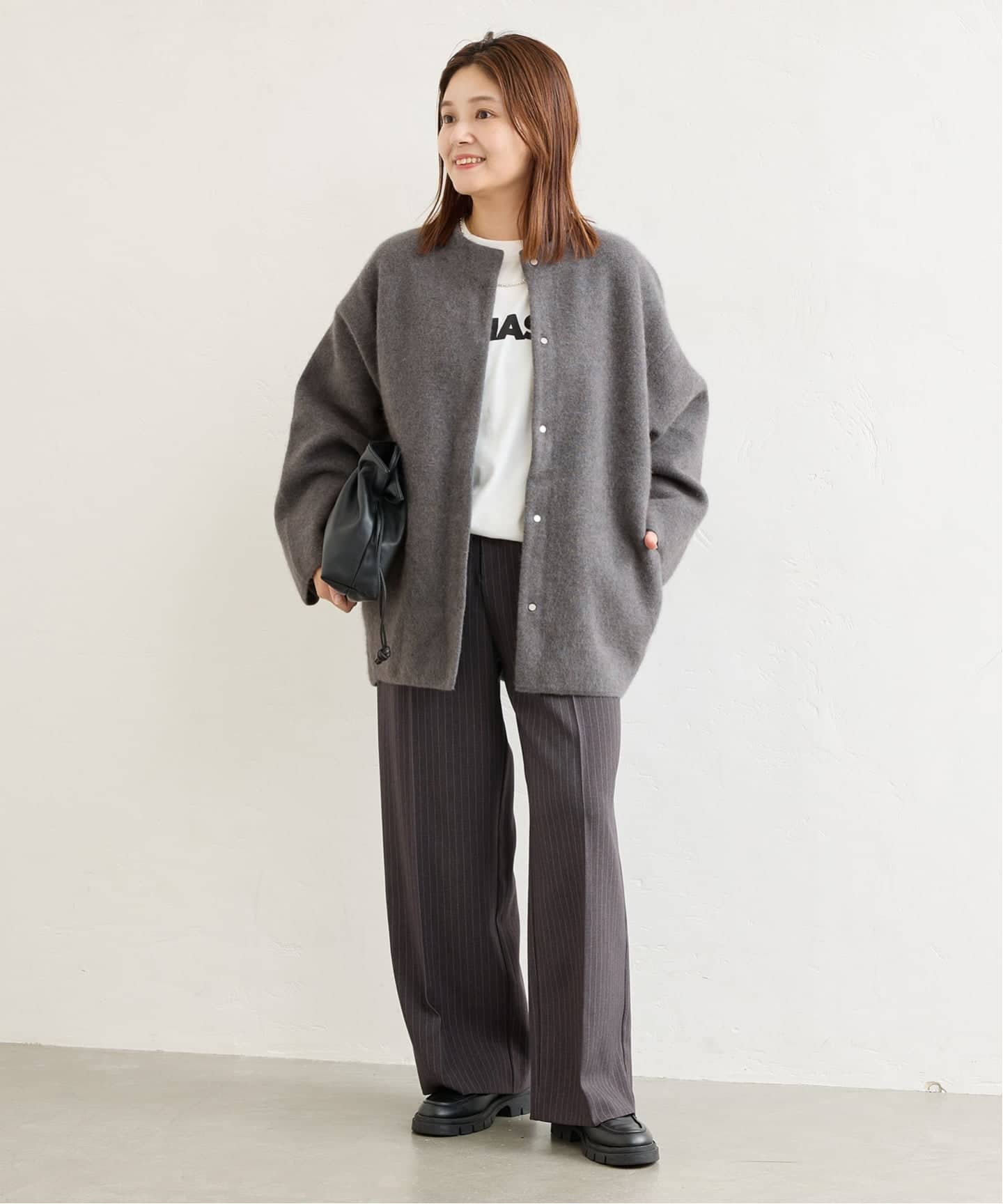 追加2》ダブルフェイスコクーンニットジャケット（カーディガン