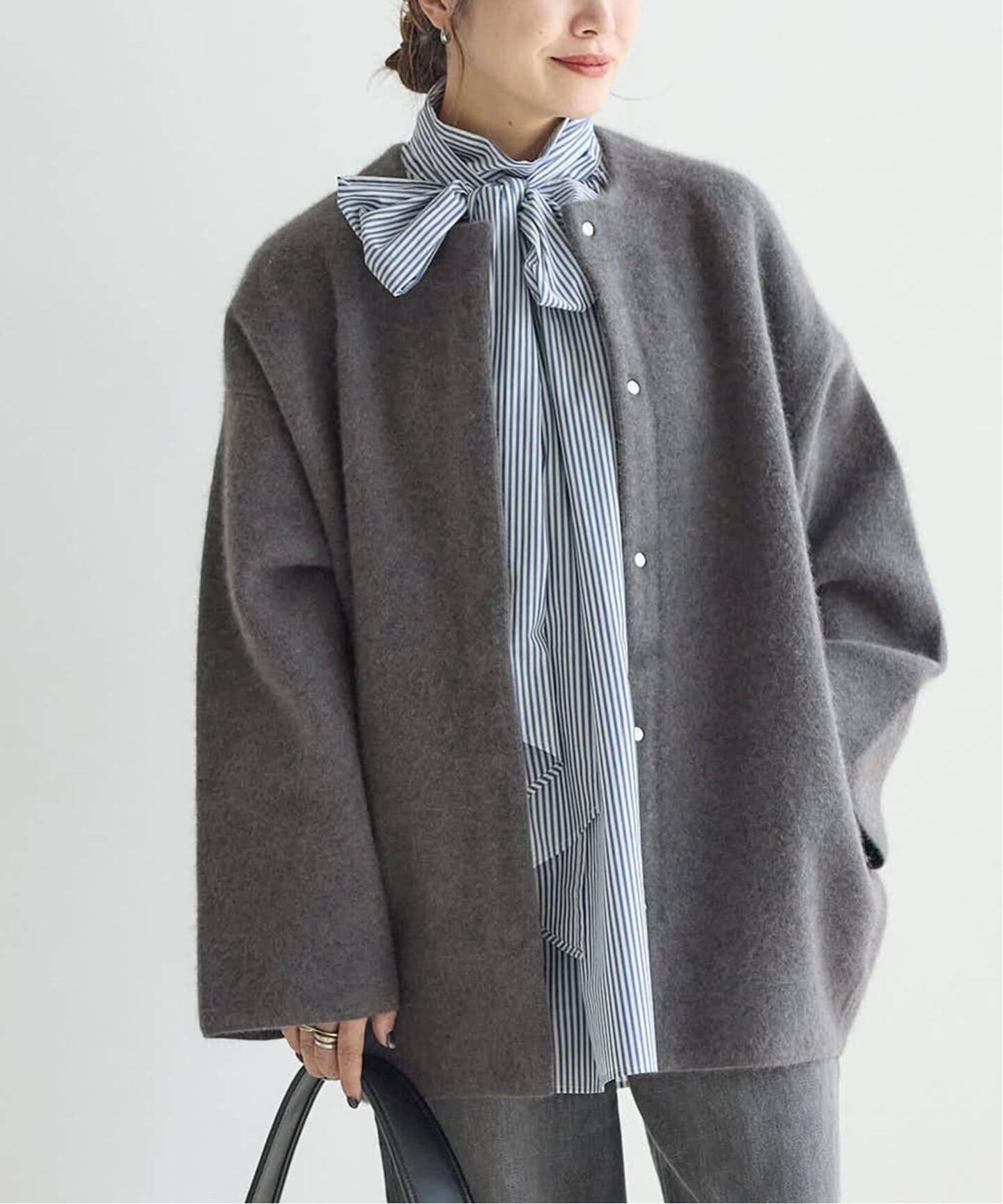 追加2》ダブルフェイスコクーンニットジャケット（カーディガン