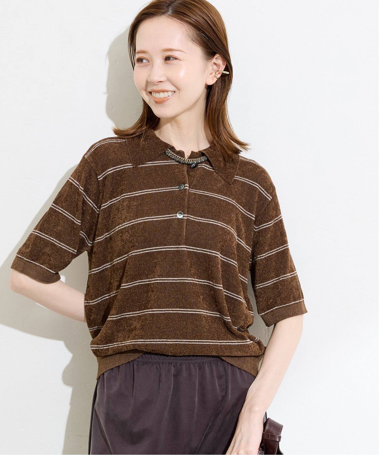 JOURNAL STANDARD (ジャーナルスタンダード) ベロアニット ポロシャツ 25080400351040 ネイビー ONE SIZE ベロアニット ポロシャツ（ニット／セーター）｜JOURNAL STANDARD