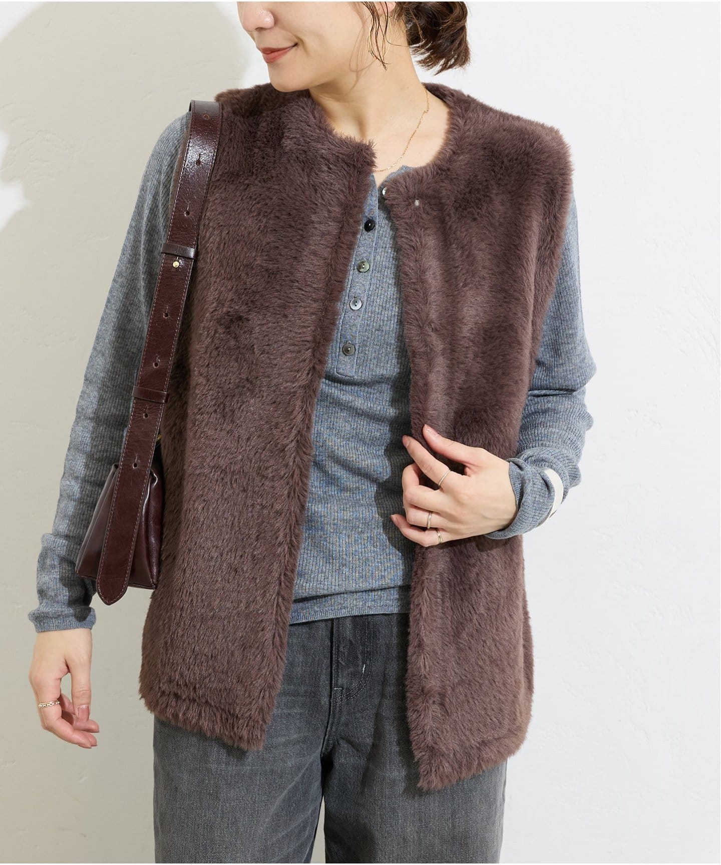 追加》ダブルフェイスフェザークルーネックベスト（ベスト）｜JOURNAL