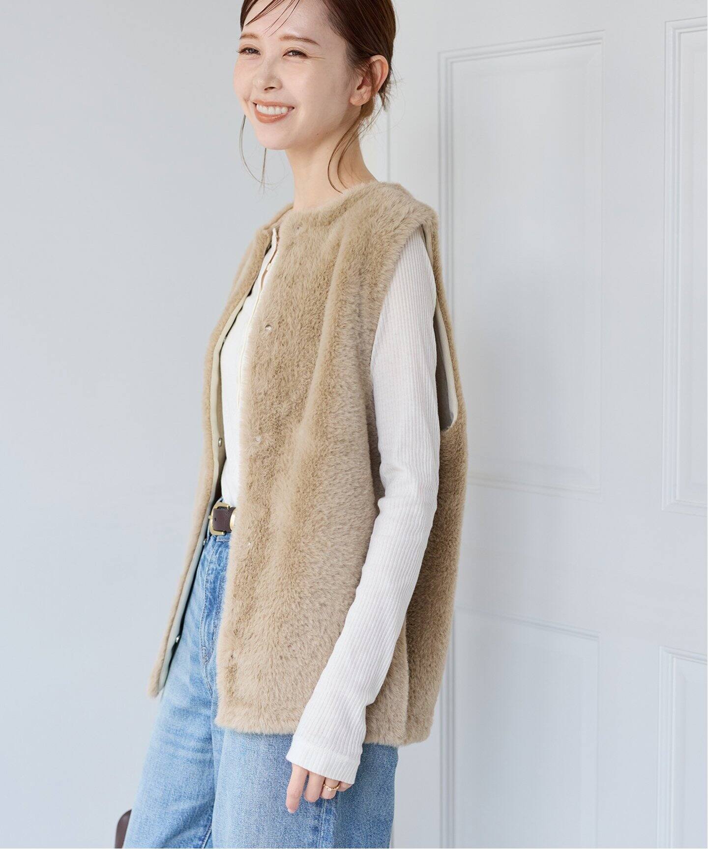 追加》ダブルフェイスフェザークルーネックベスト（ベスト）｜JOURNAL