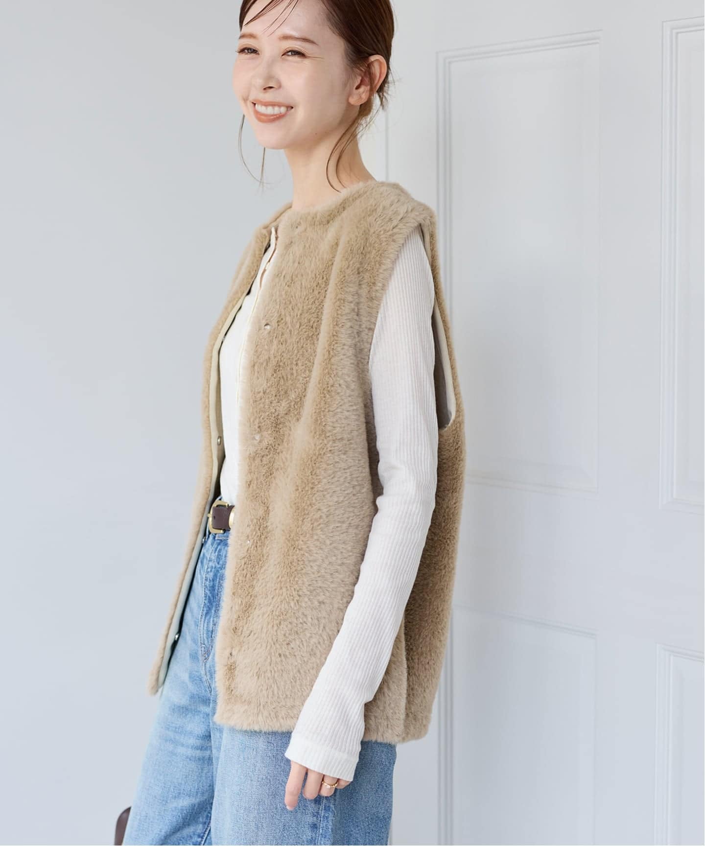 追加2》ダブルフェイスフェザークルーネックベスト（ベスト）｜JOURNAL