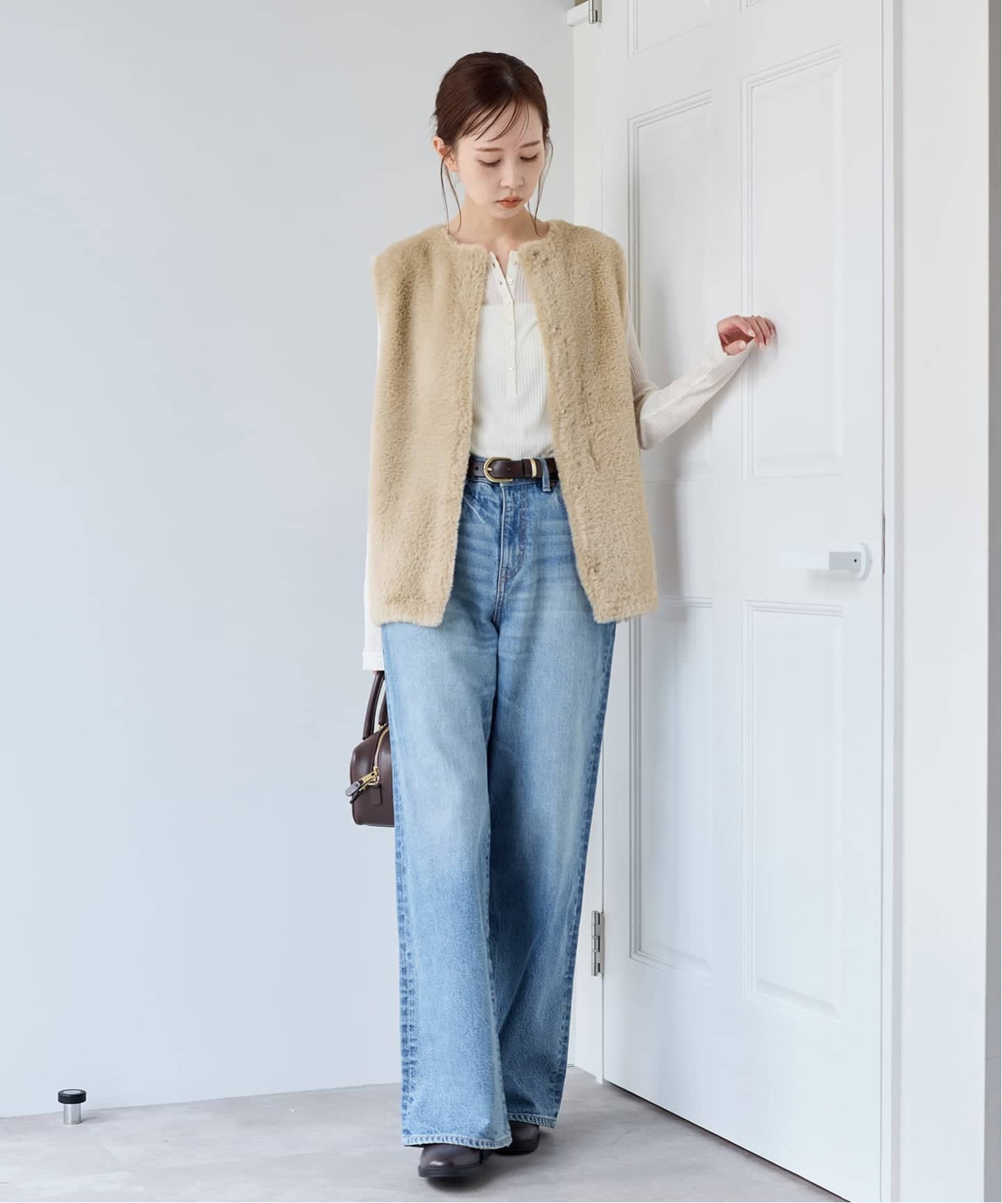 WEB限定追加予約3》ダブルフェイスフェザークルーネックベスト（ベスト