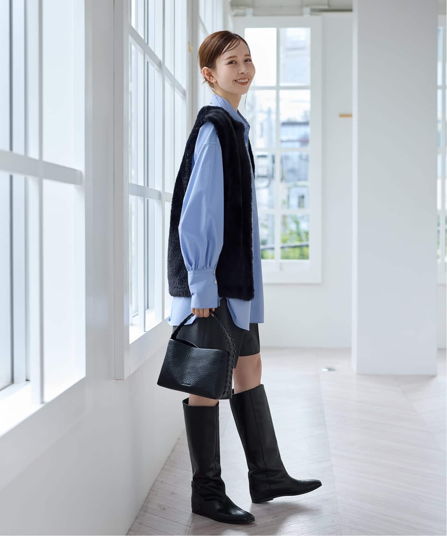 WEB限定追加予約3》ダブルフェイスフェザークルーネックベスト（ベスト