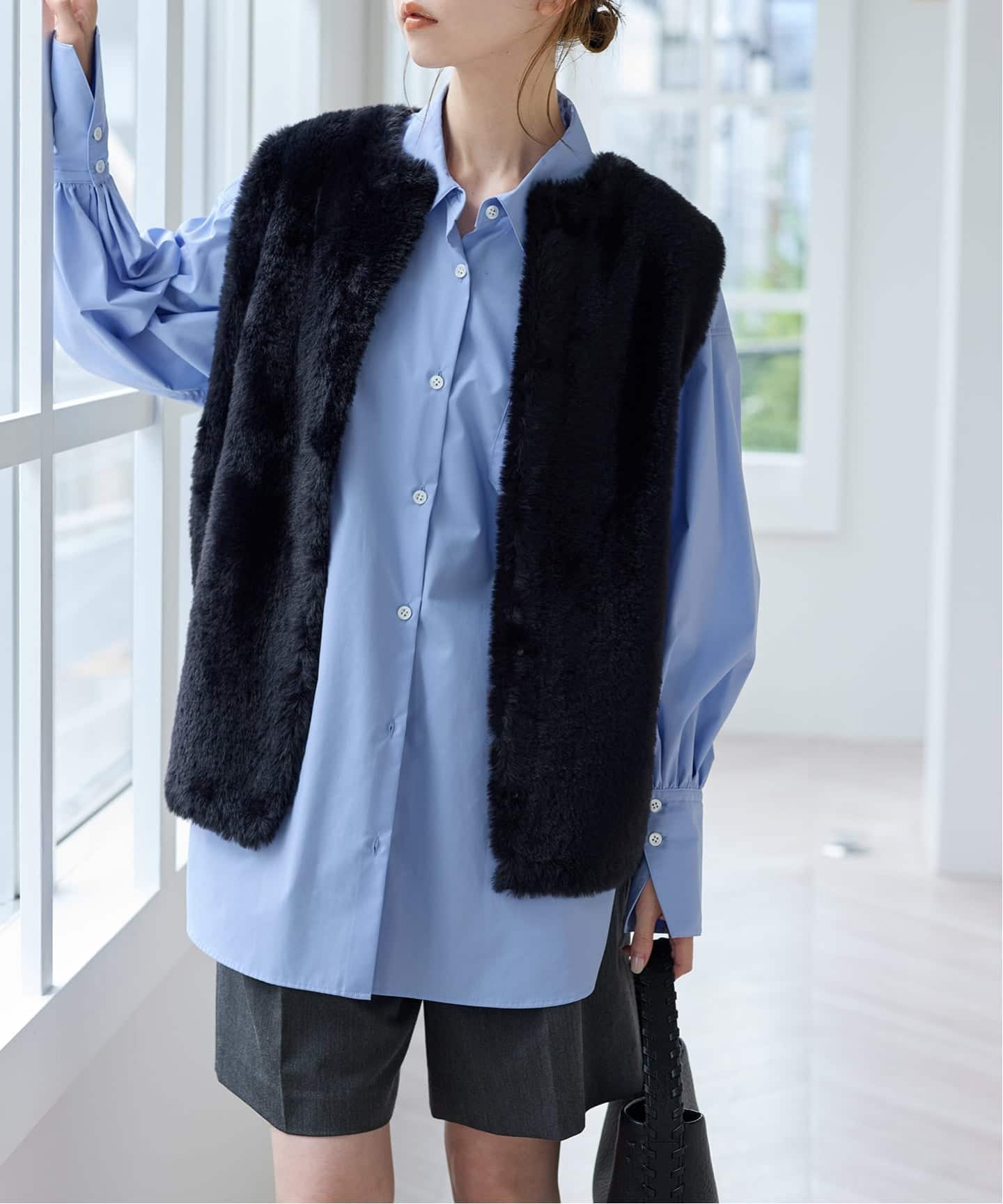 WEB限定追加3》ダブルフェイスフェザークルーネックベスト（ベスト